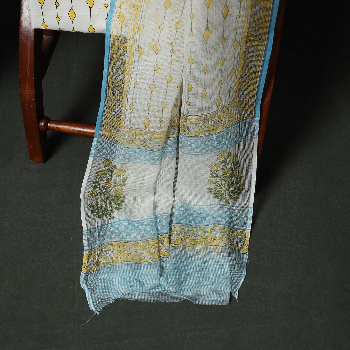 Sanganeri hand block print kota doria cotton 3pc unstitched