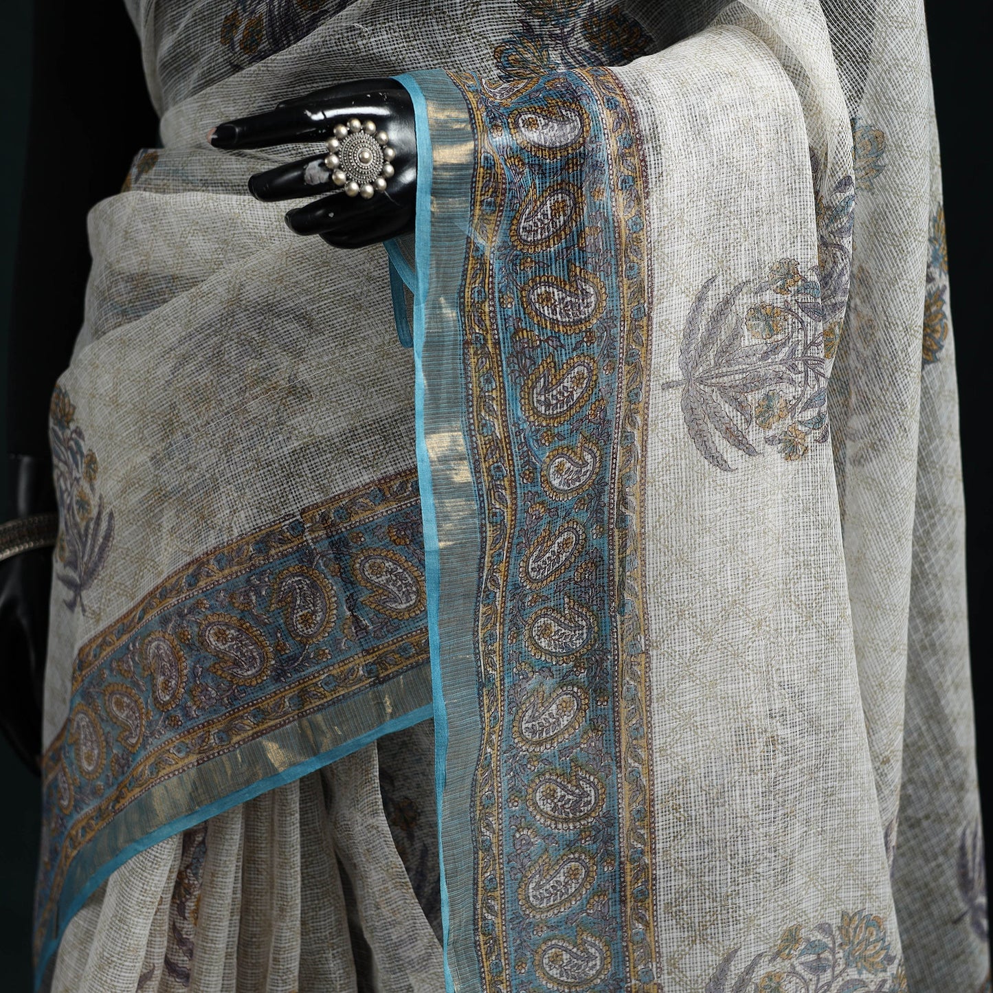 Sanganeri hand block print kota doria cotton saree 01