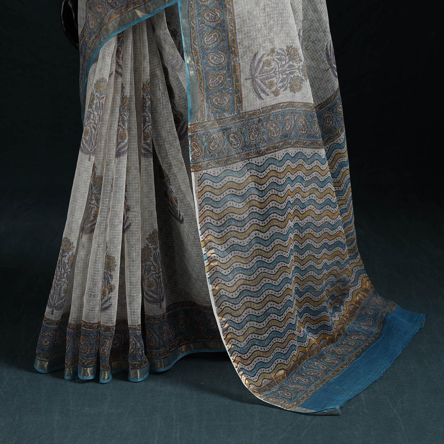 Sanganeri hand block print kota doria cotton saree 01