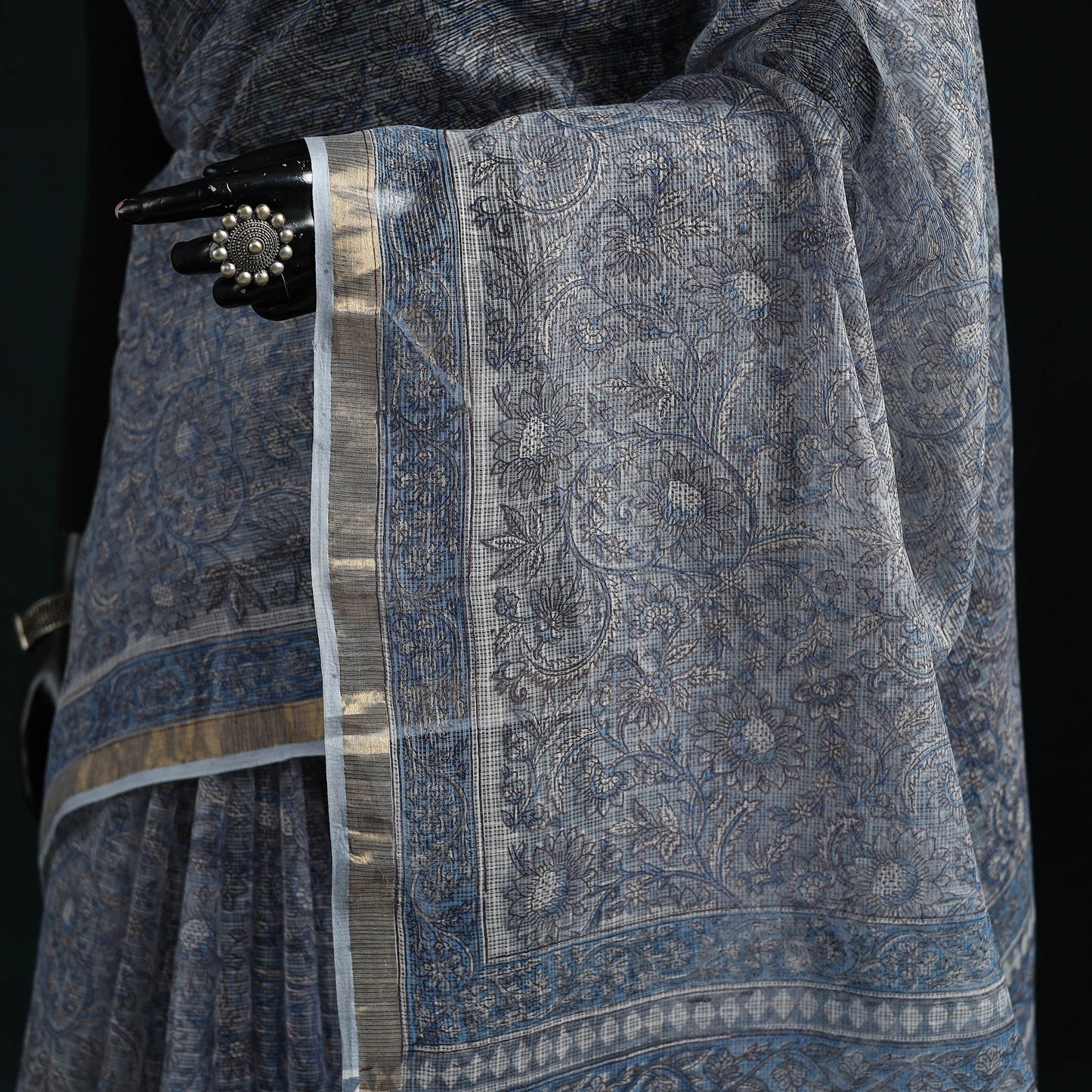 Sanganeri hand block print kota doria cotton saree 02
