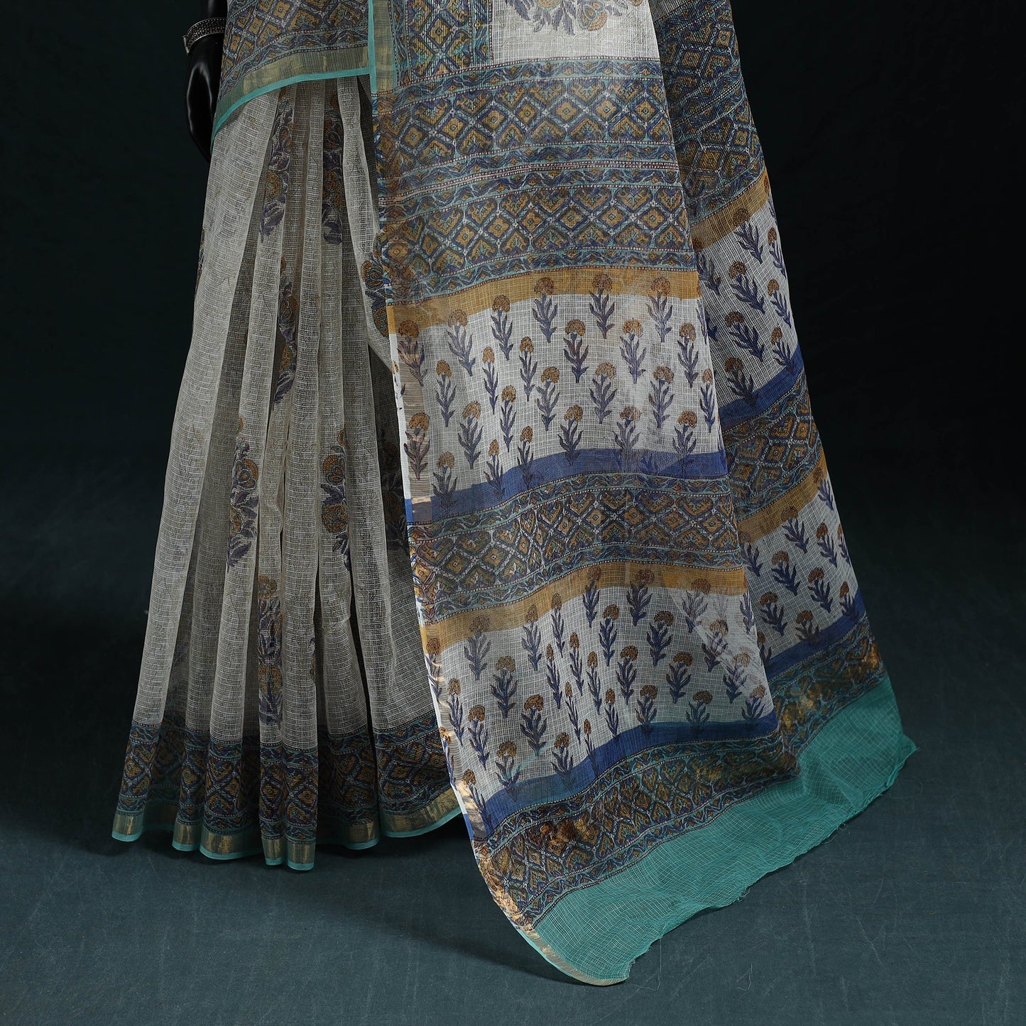 Sanganeri hand block print kota doria cotton saree 05