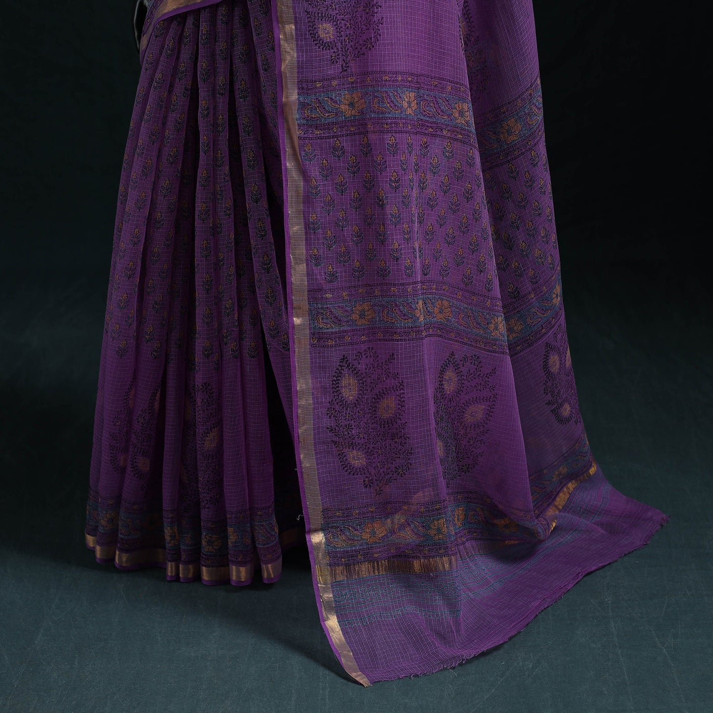 Sanganeri hand block print kota doria cotton saree 06