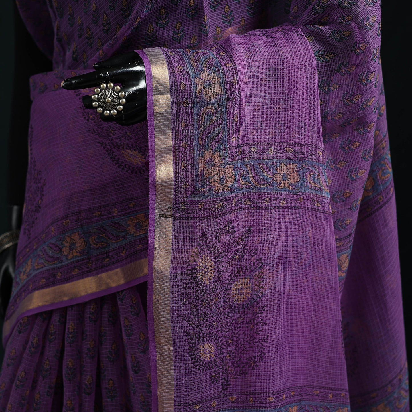 Sanganeri hand block print kota doria cotton saree 06