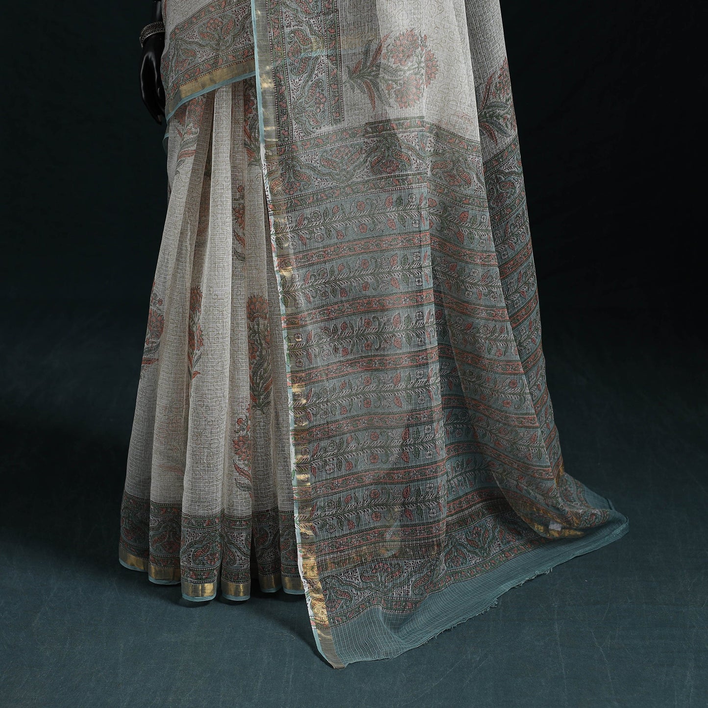 Sanganeri hand block print kota doria cotton saree 08