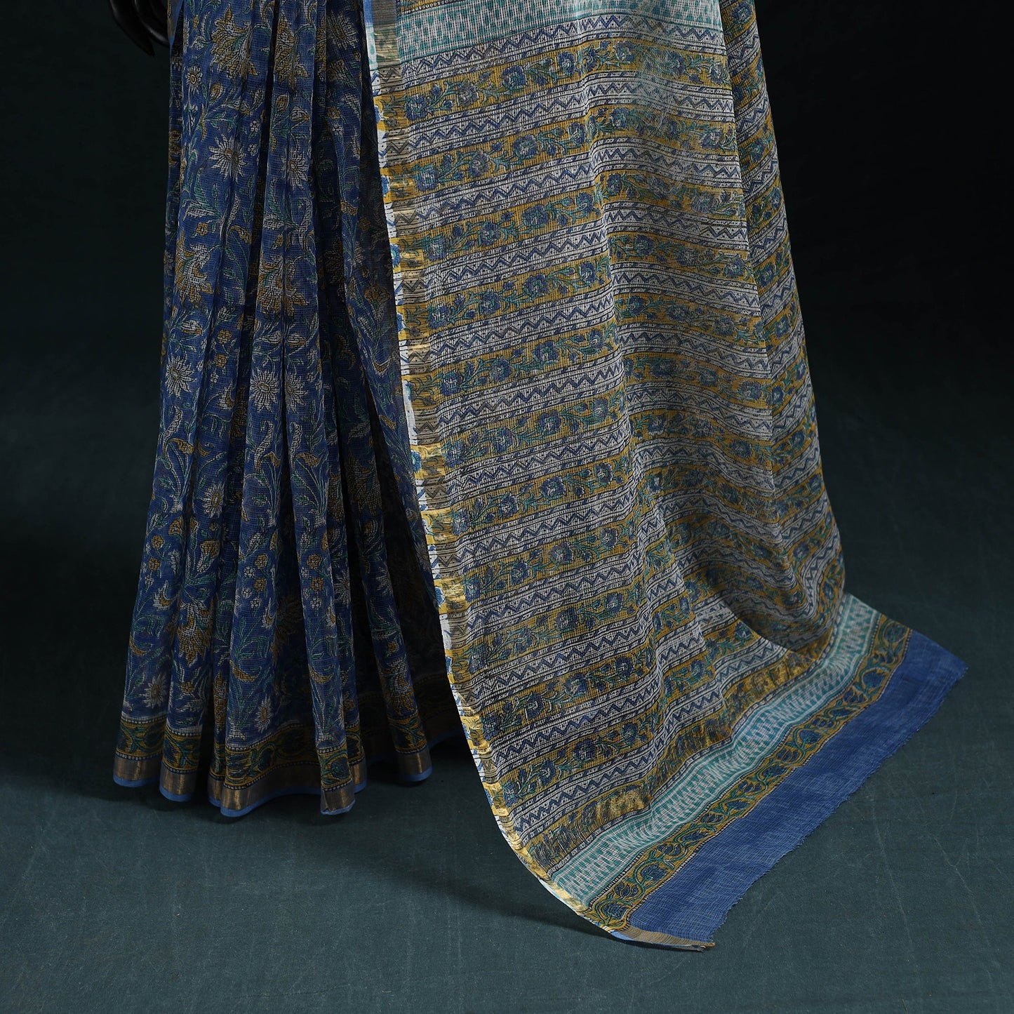 Sanganeri hand block print kota doria cotton saree 09