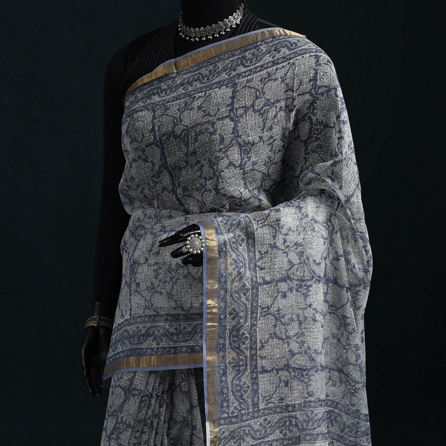 Sanganeri hand block print kota doria cotton saree 16