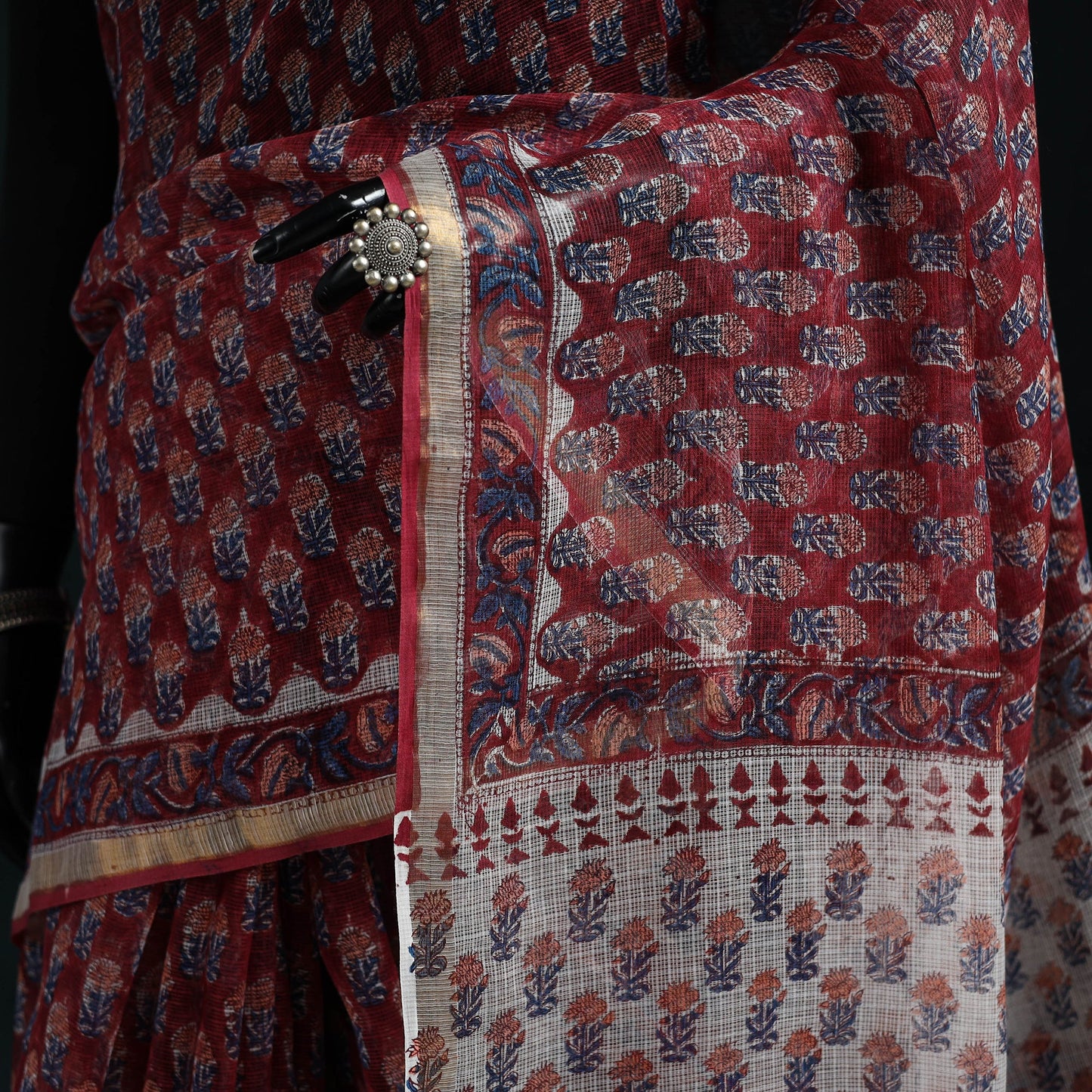 Sanganeri hand block print kota doria cotton saree 19