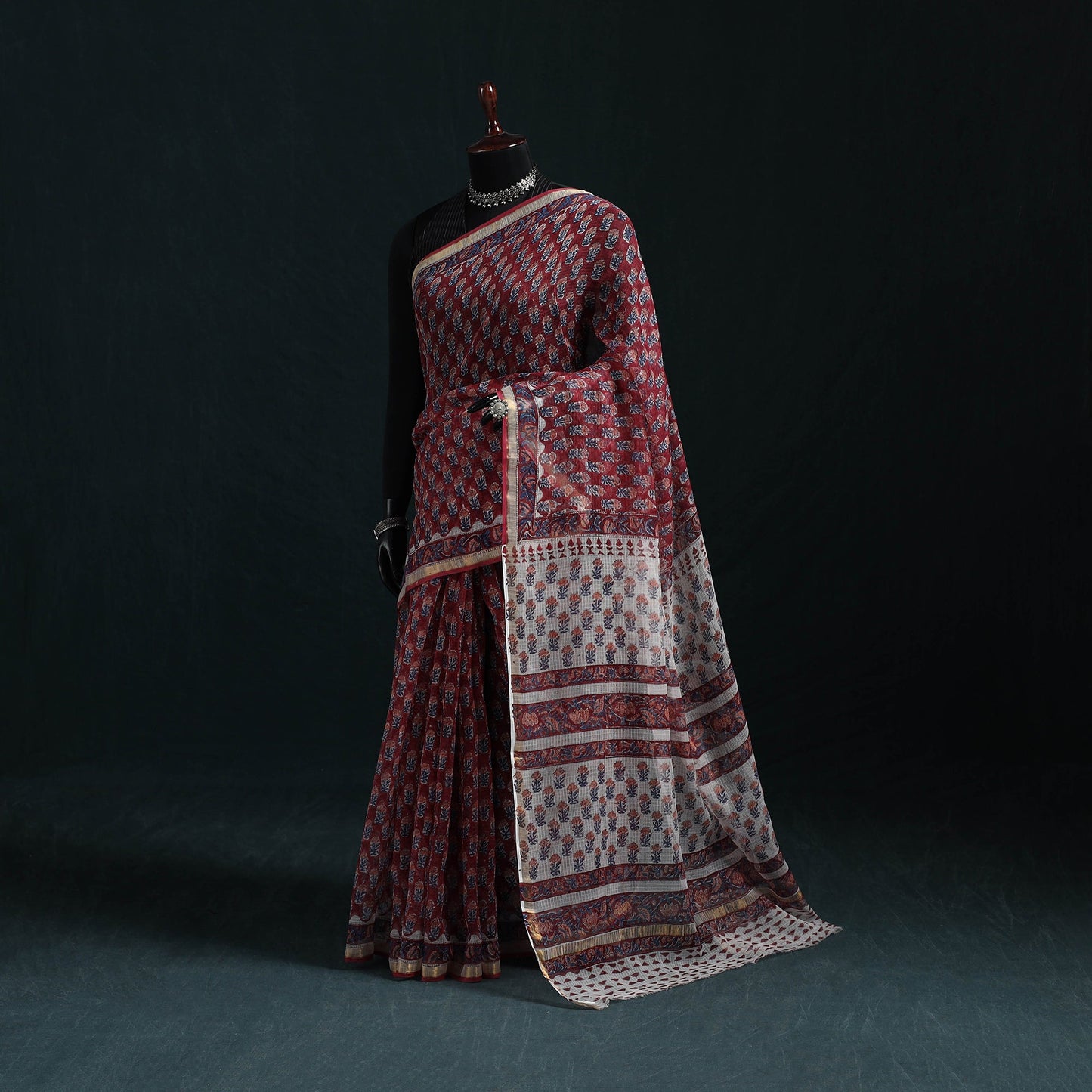 Sanganeri hand block print kota doria cotton saree 19