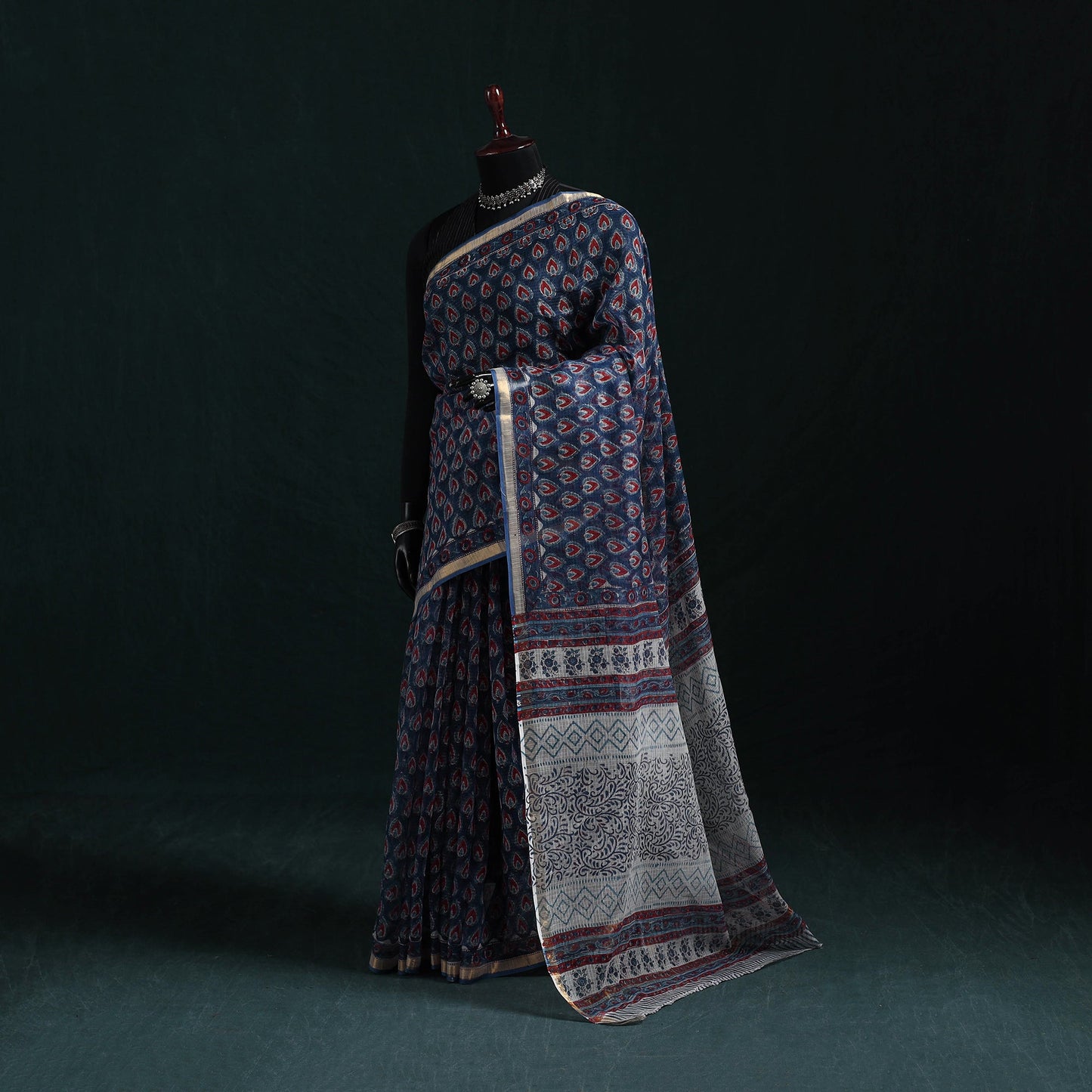 Sanganeri hand block print kota doria cotton saree 20