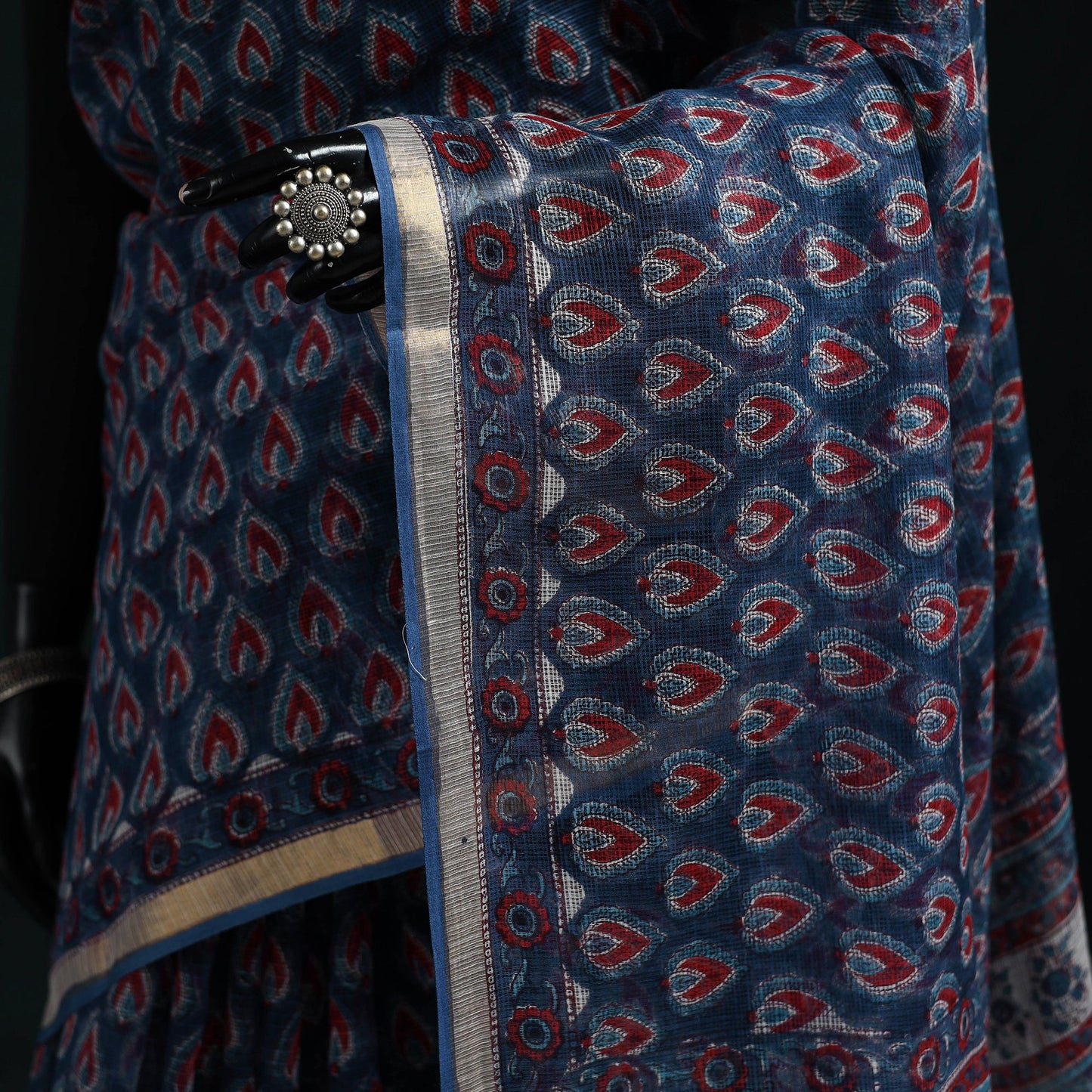 Sanganeri hand block print kota doria cotton saree 20