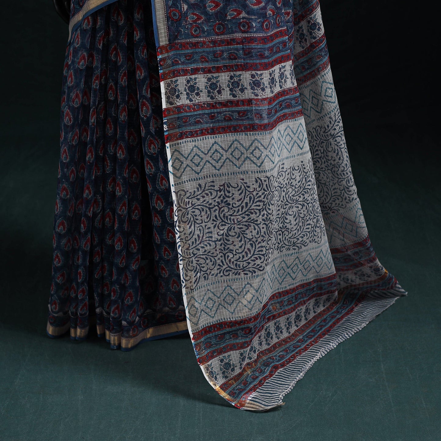 Sanganeri hand block print kota doria cotton saree 20