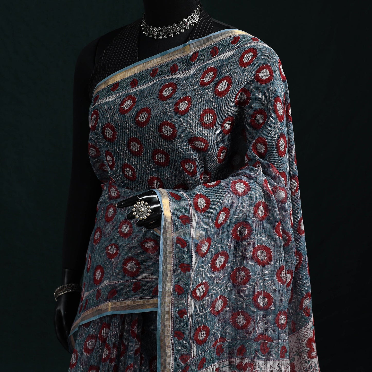 Sanganeri hand block print kota doria cotton saree 21