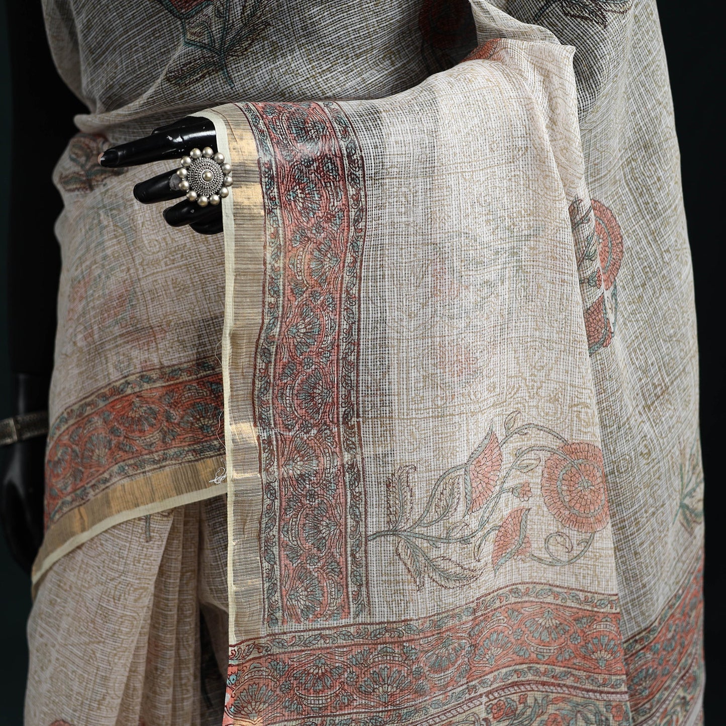 Sanganeri hand block print kota doria cotton saree 29