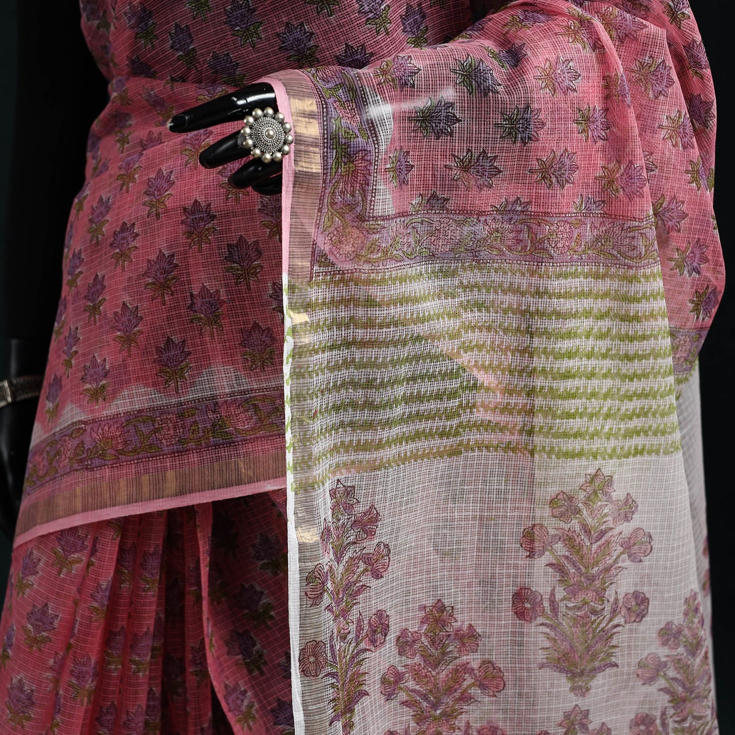 Sanganeri hand block print kota doria cotton saree 30