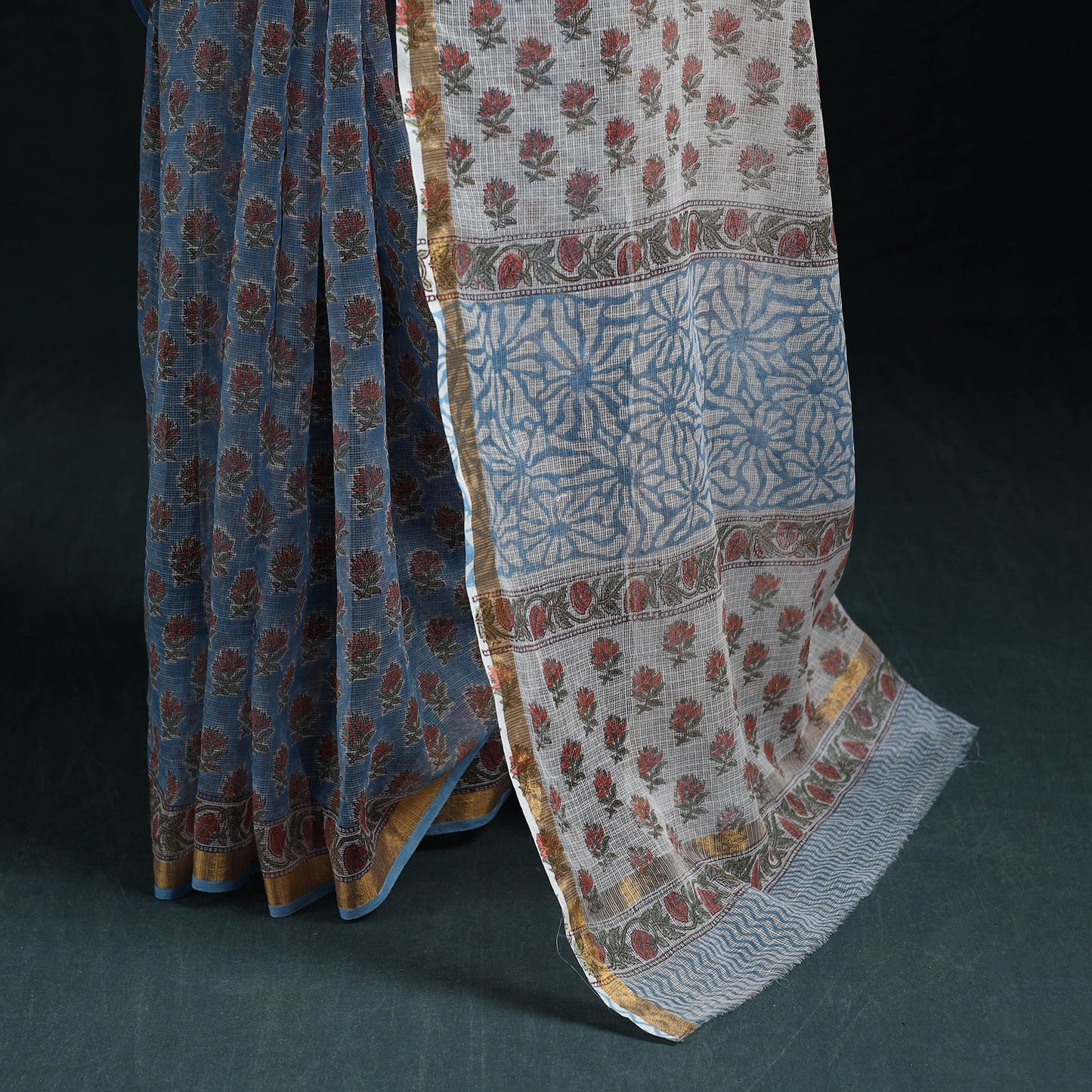 Sanganeri hand block print kota doria cotton saree 34