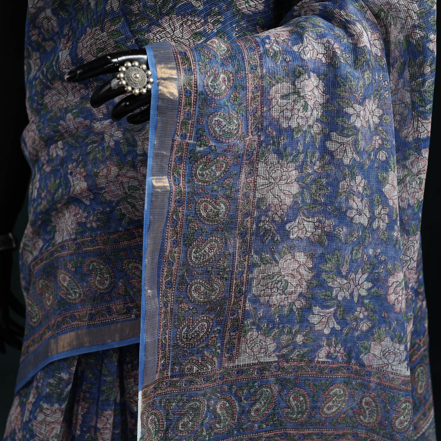 Sanganeri hand block print kota doria cotton saree 35