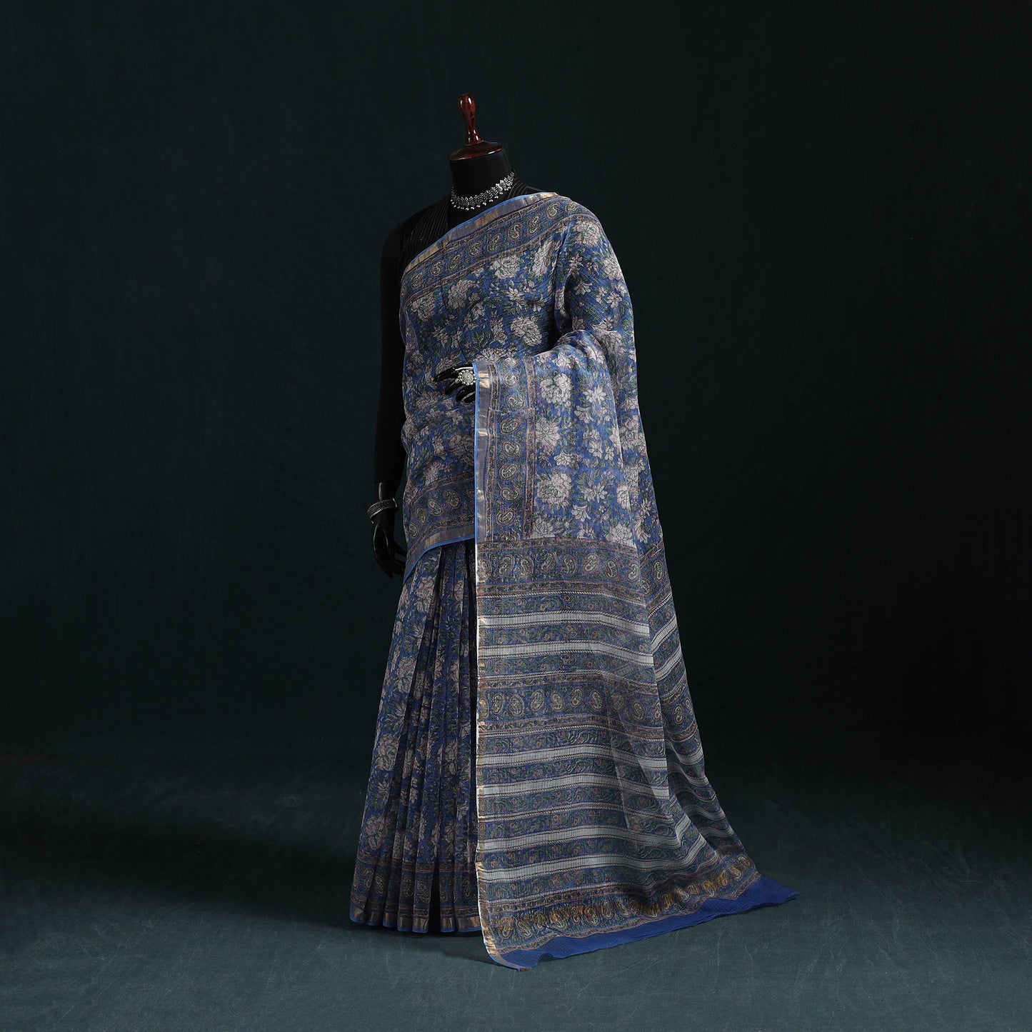 Sanganeri hand block print kota doria cotton saree 35
