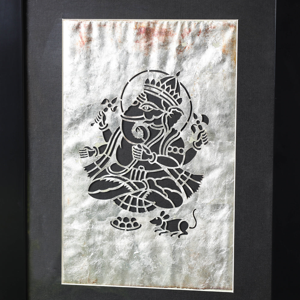 Sanjhi Paper Cut Gold-Silver Foil Artwork with Frame by Vijay Soni Online in India at iTokri.com