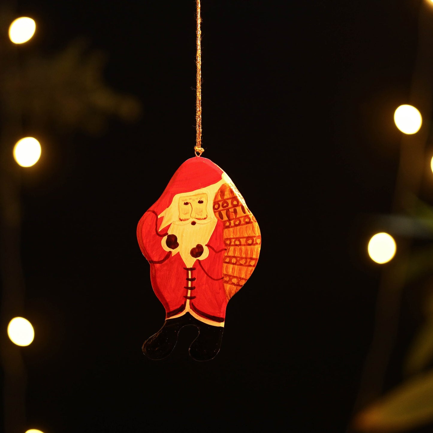 Santa - kashmir handpainted christmas decor ornament