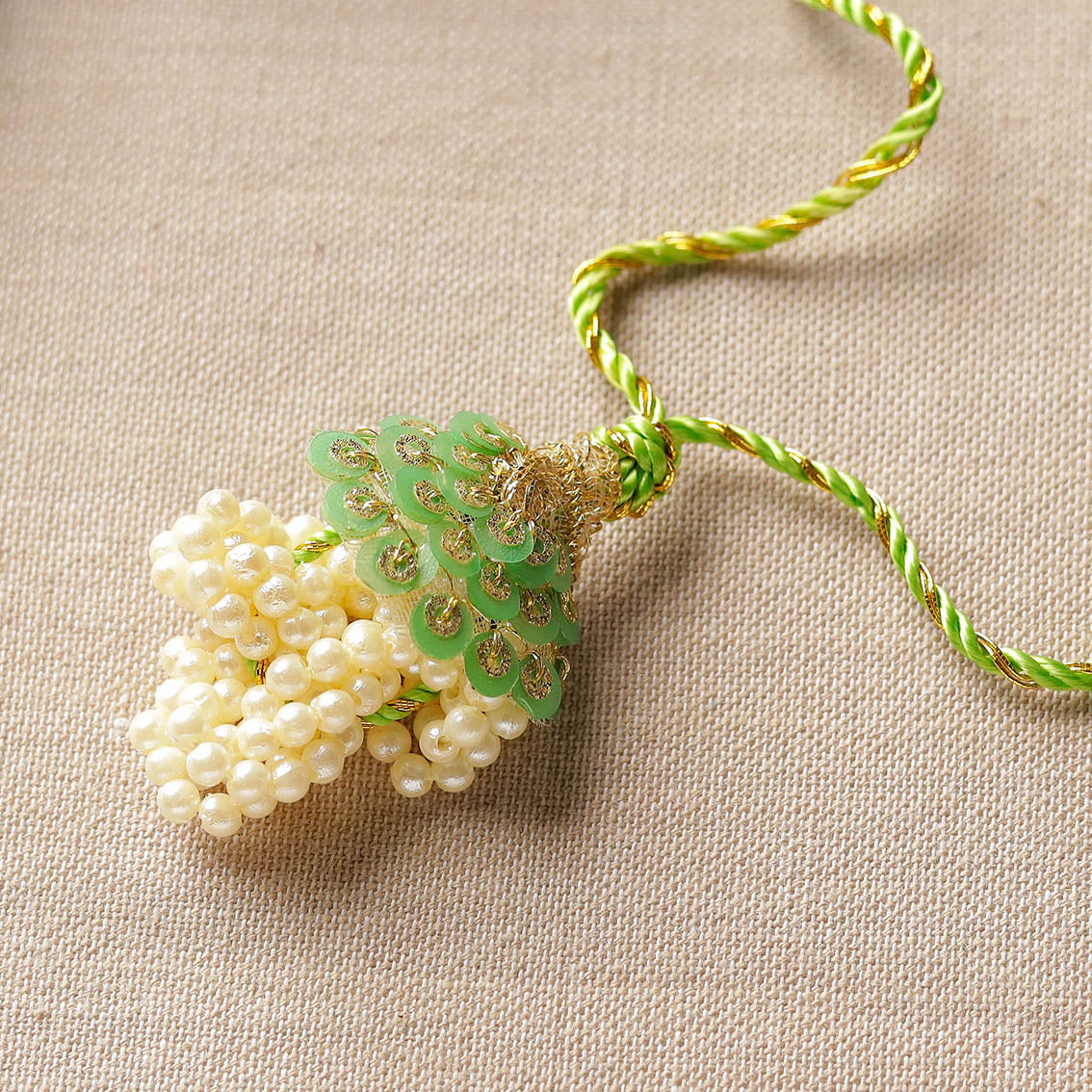 Handmade Diamond Stone Bead Work Lumba Rakhi 72