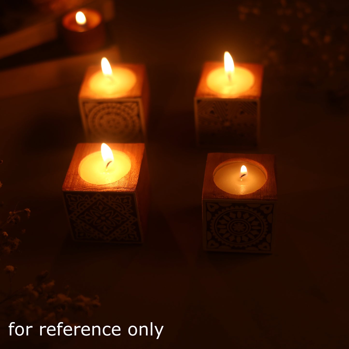 Set of 2 hand carved bakayan wood tealight candle holder 14