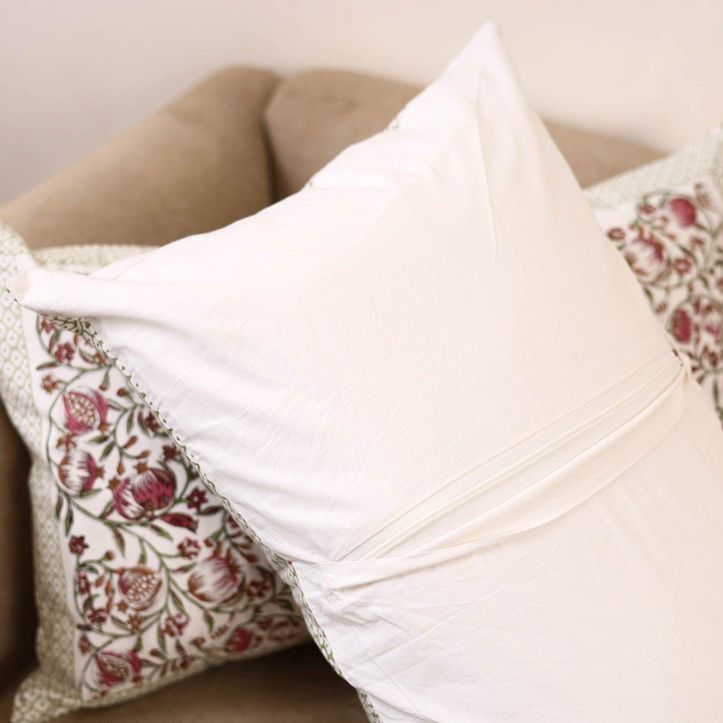 Set of 2 sanganeri cotton pillow covers 125 - handcrafted