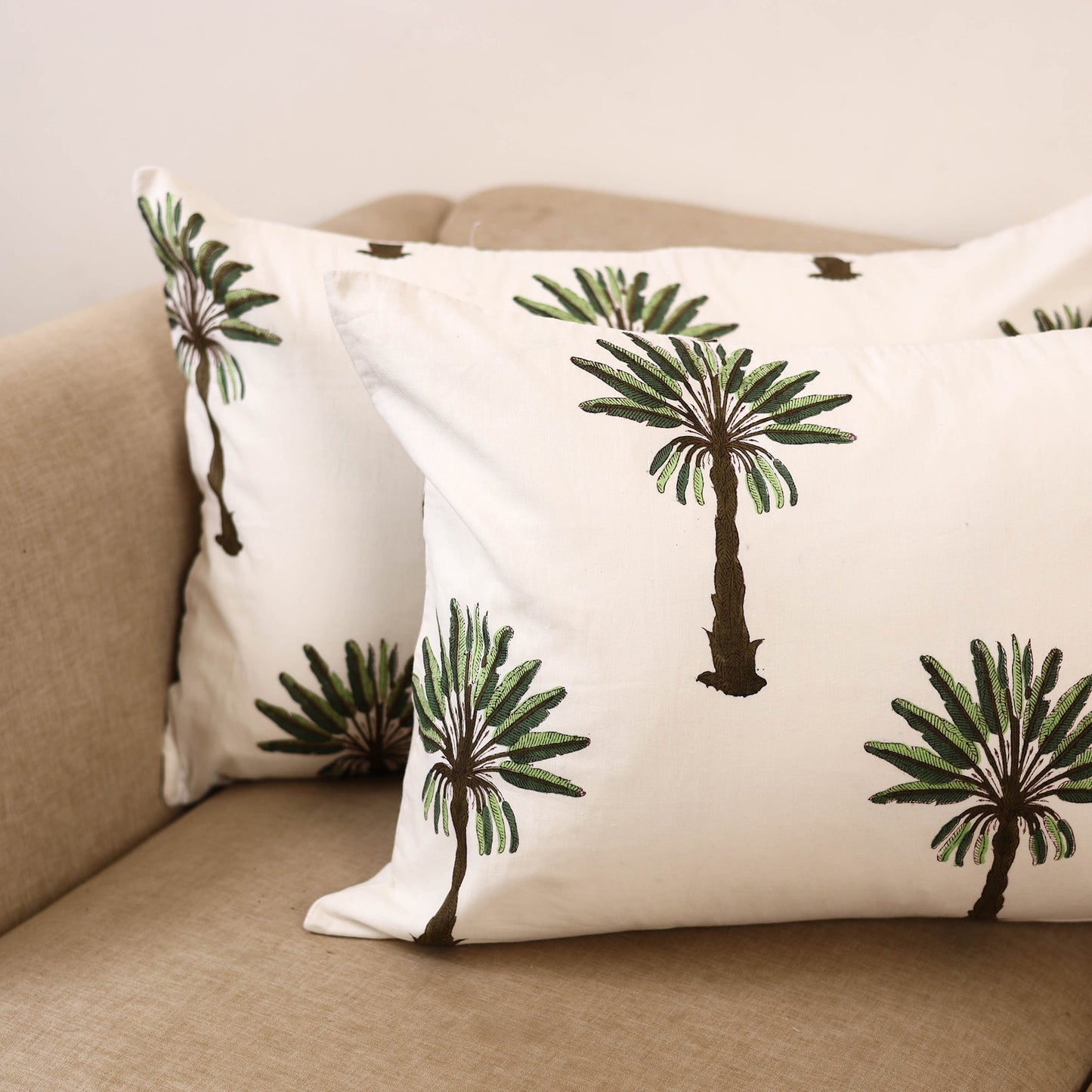 Set of 2 sanganeri cotton pillow covers 128 - handcrafted
