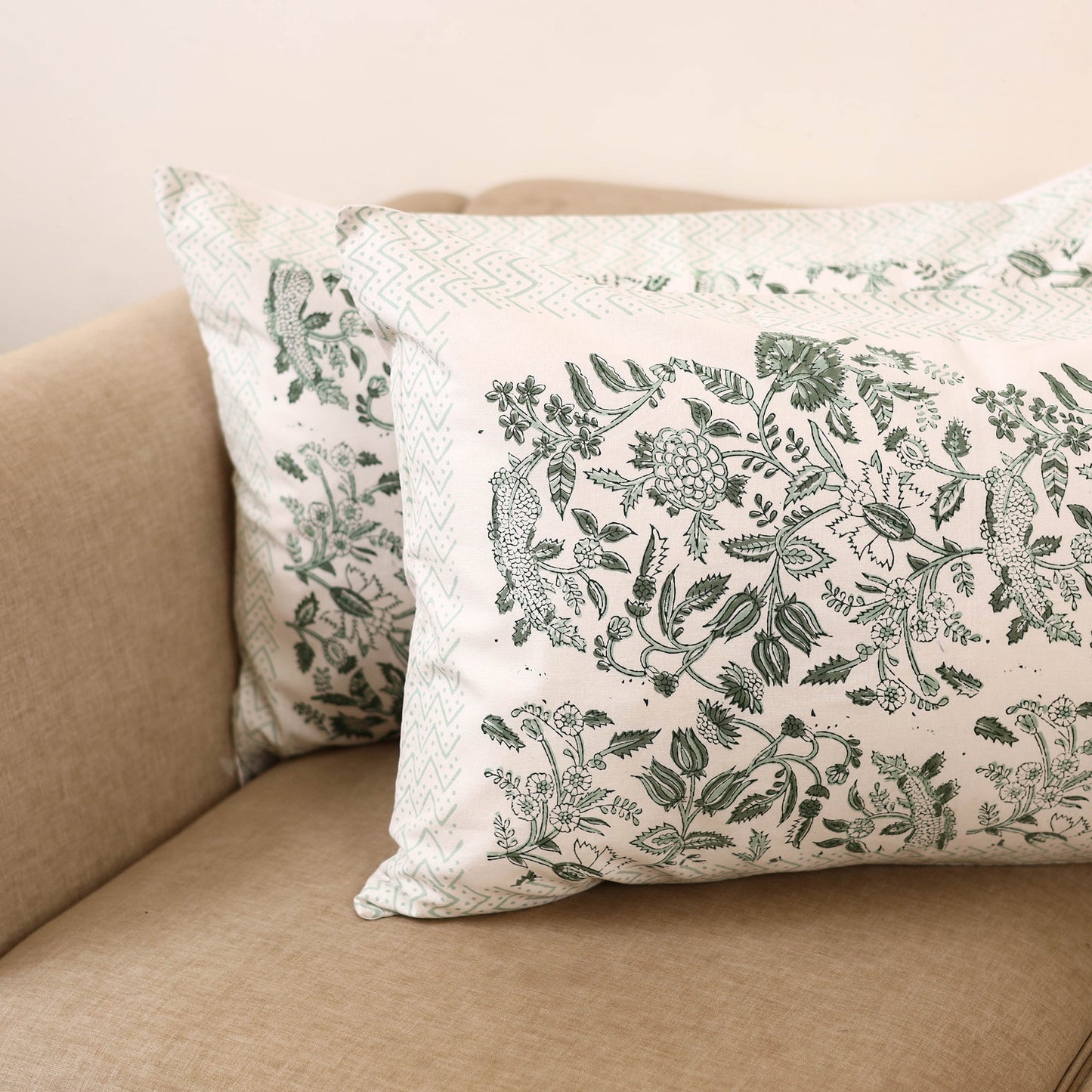 Set of 2 sanganeri cotton pillow covers 137 - handcrafted