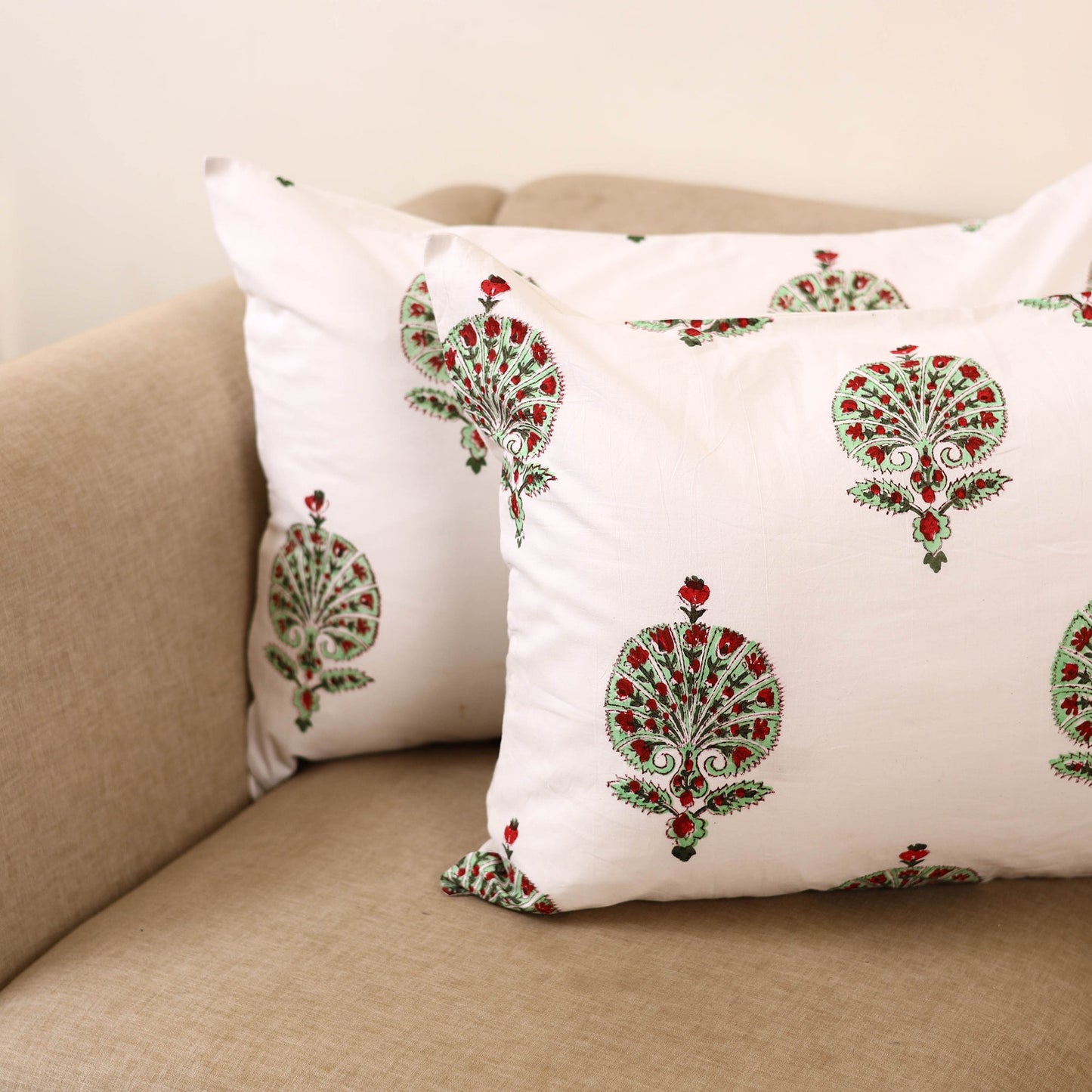 Set of 2 sanganeri cotton pillow covers 141 - handcrafted