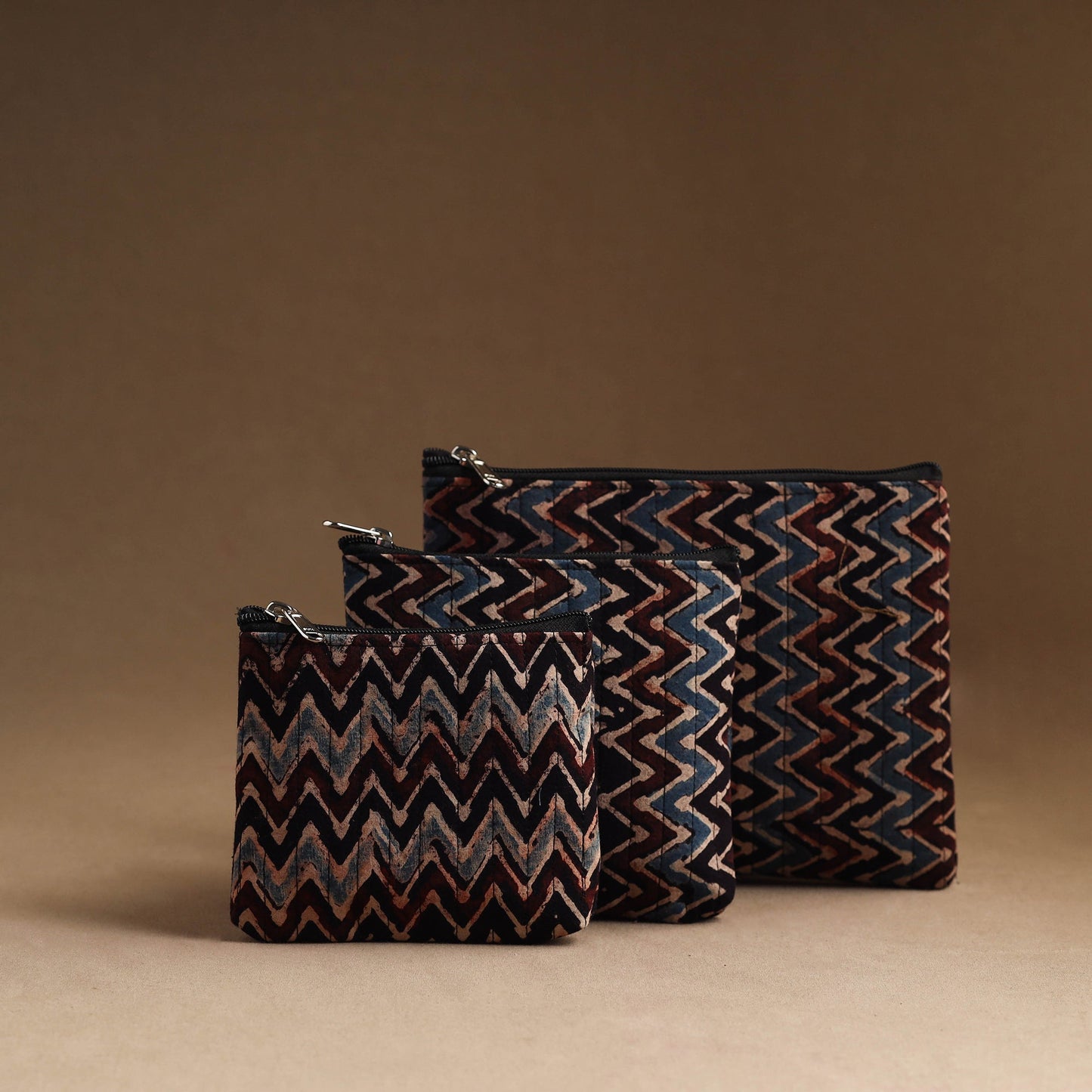 Set of 3 - handmade cotton utility pouches 04 - handcrafted
