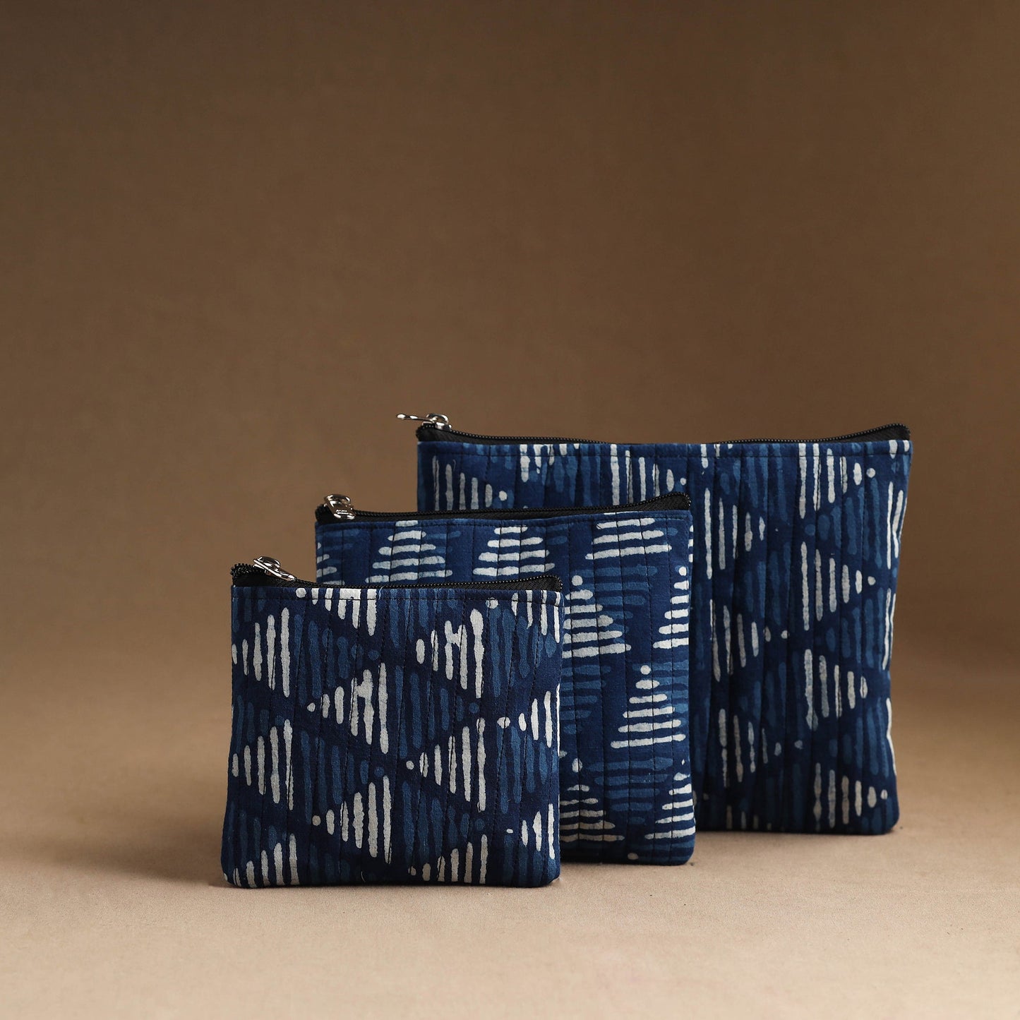 Set of 3 - handmade cotton utility pouches 10 - handcrafted