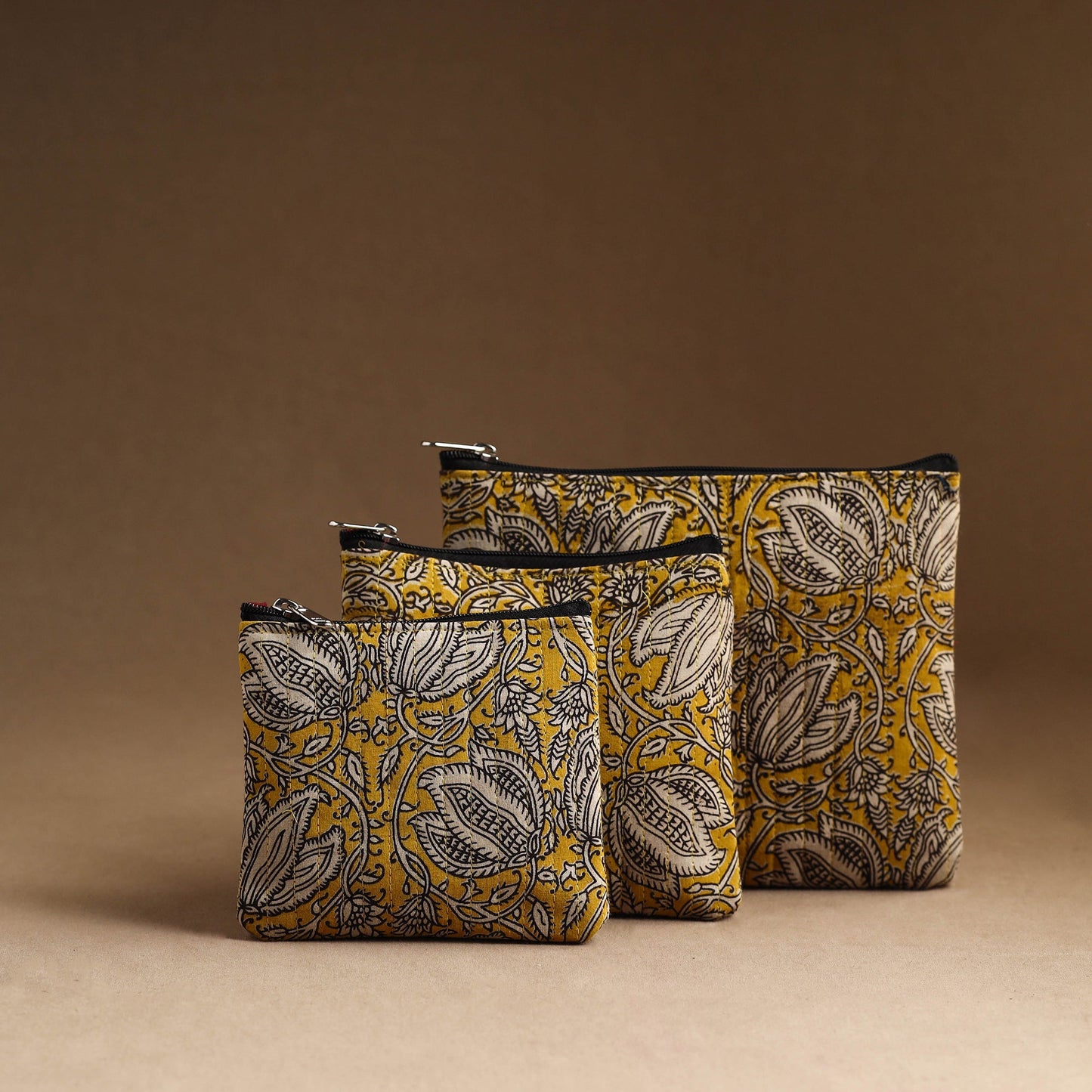 Set of 3 - handmade cotton utility pouches 16 - handcrafted
