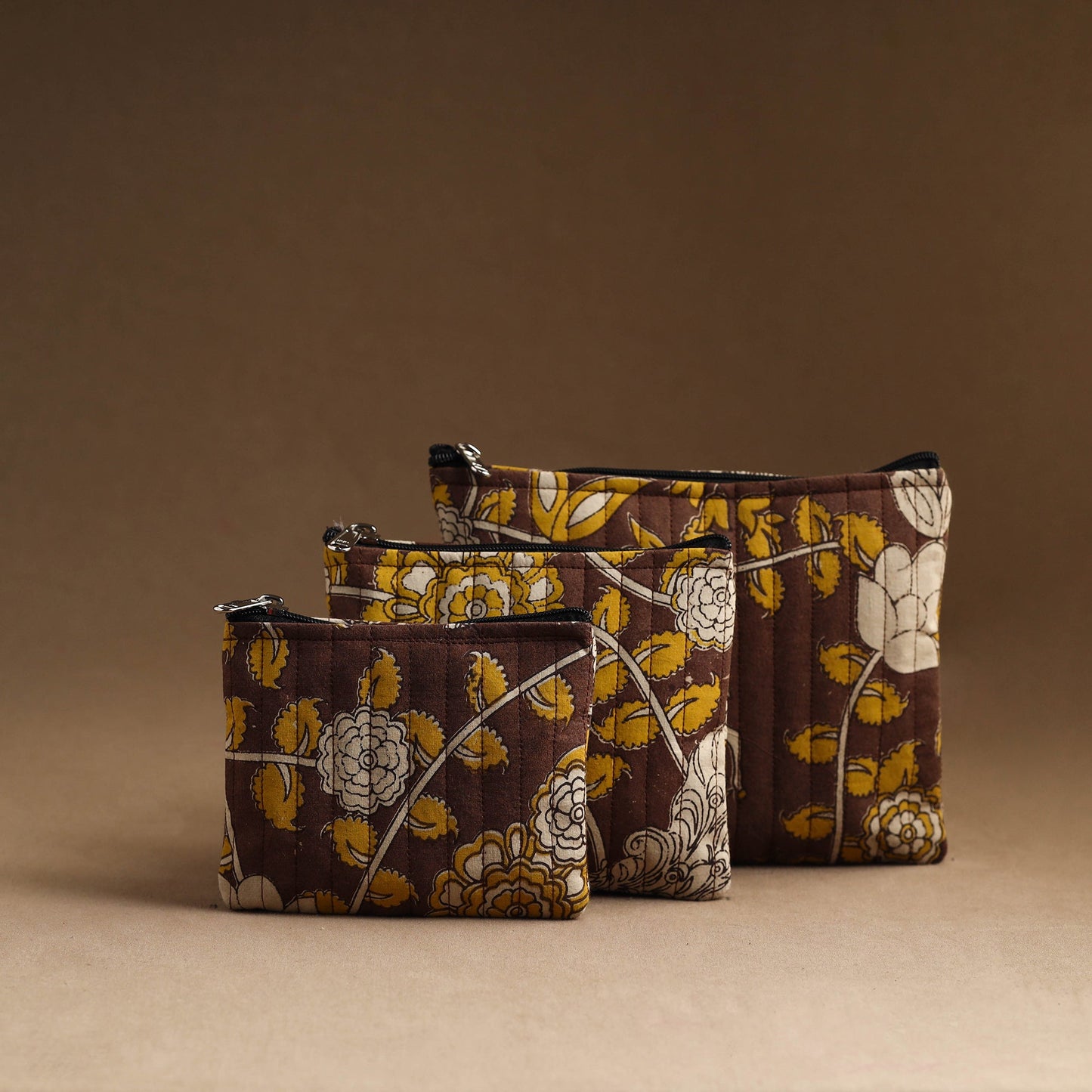Set of 3 - handmade cotton utility pouches 34 - handcrafted