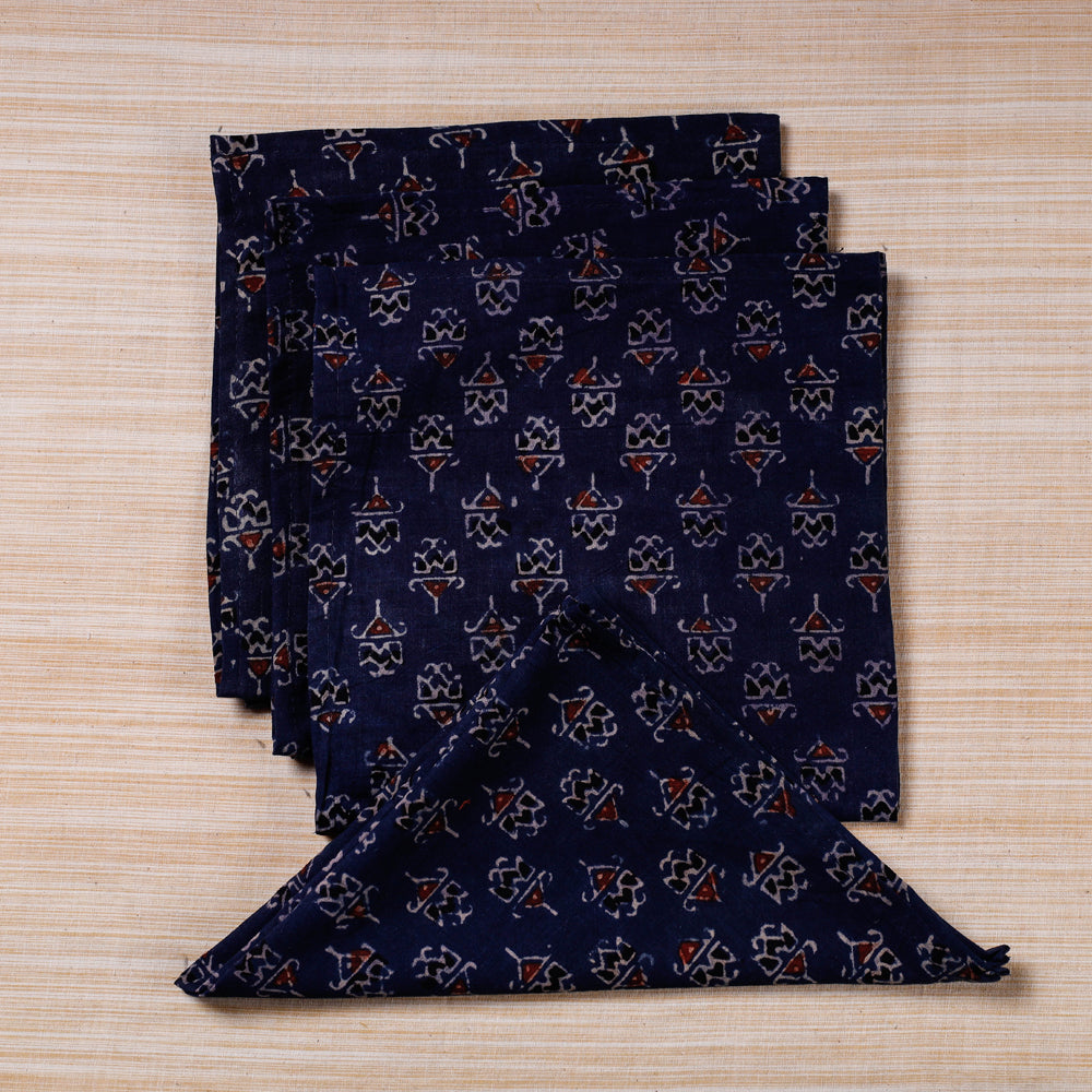 Blue Hand Block Prints Cotton Table Napkin