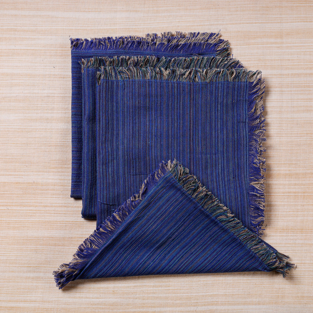 Blue Handspun Handwoven Double Side Pure Cotton Table Napkins