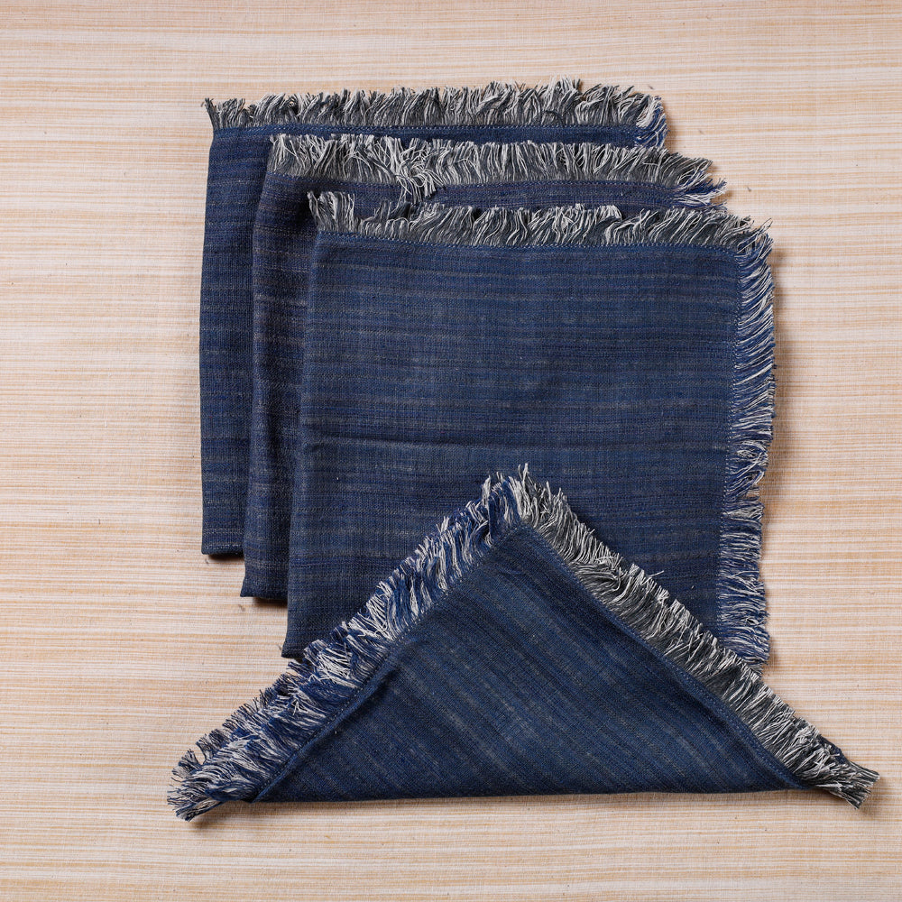 Blue Handspun Handwoven Double Side Pure Cotton Table Napkins