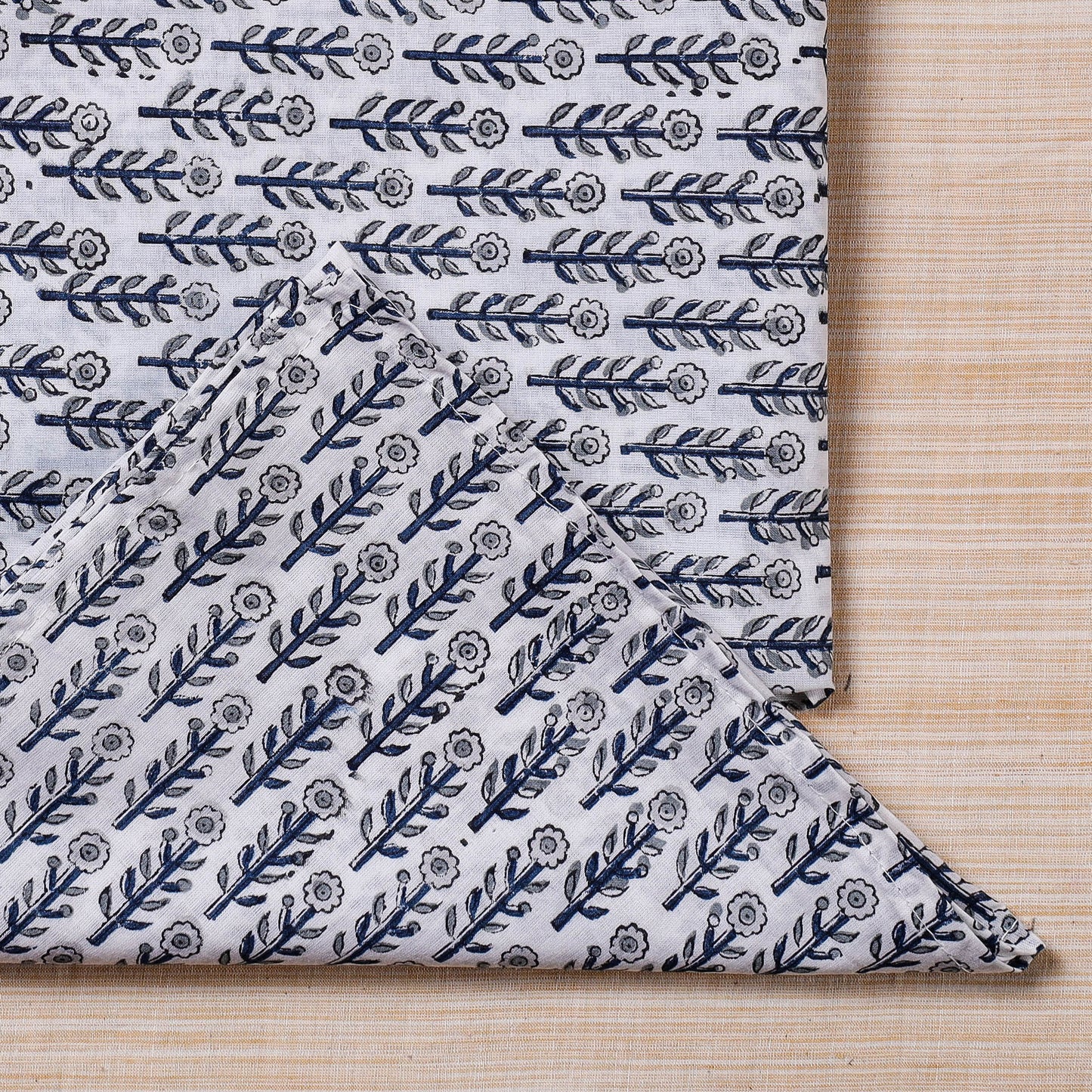 White Hand Block Prints Cotton Table Napkin
