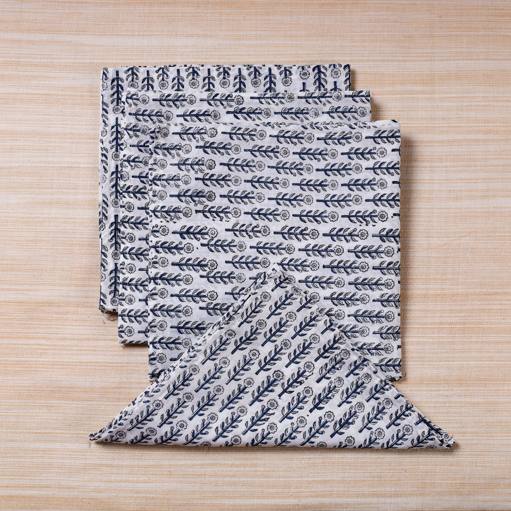 White Hand Block Prints Cotton Table Napkin