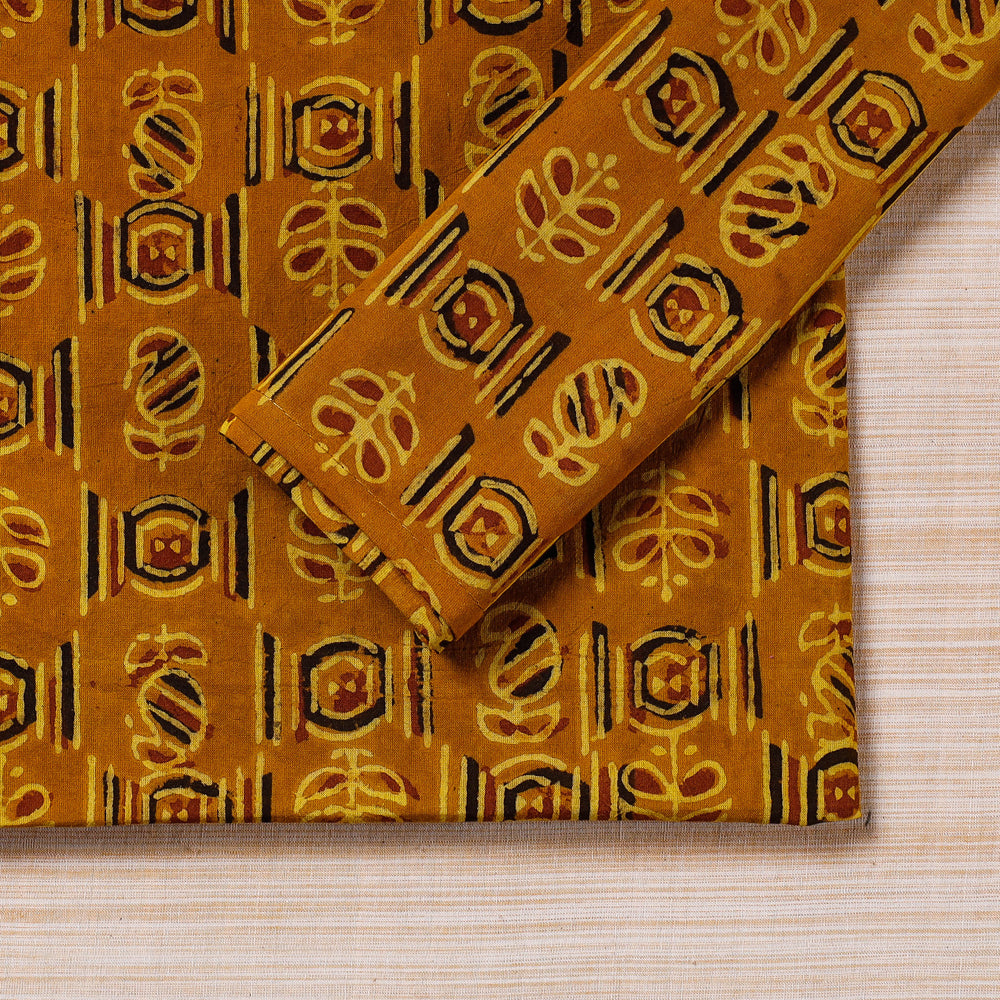 Yellow Hand Block Prints Cotton Table Napkin