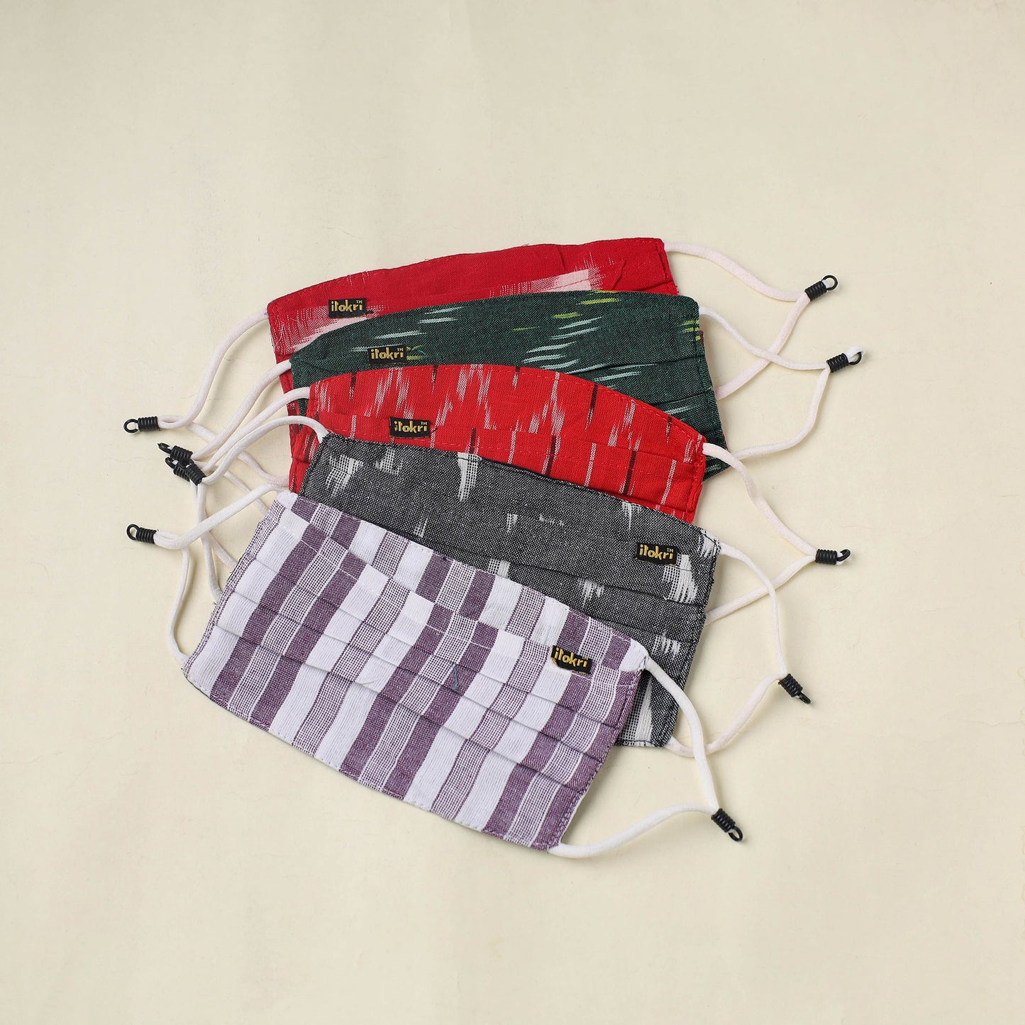 Set of 5 - Mix Crafts Cotton 3 Layer Pleated Face Cover