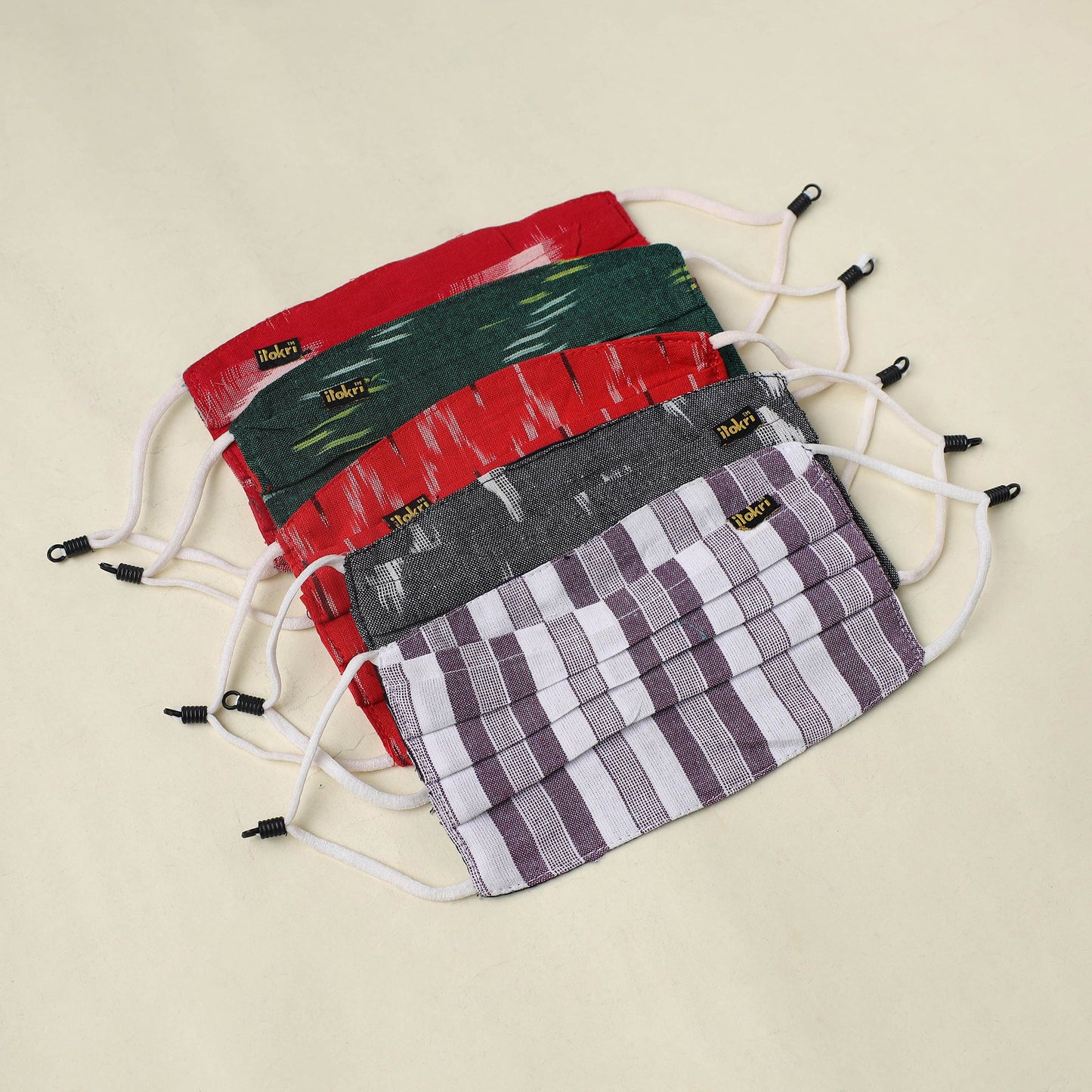 Set of 5 - Mix Crafts Cotton 3 Layer Pleated Face Cover