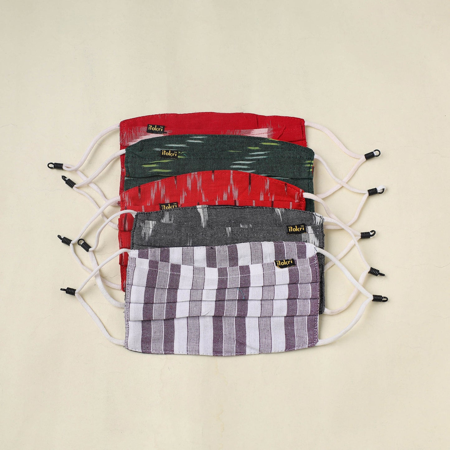 Set of 5 - Mix Crafts Cotton 3 Layer Pleated Face Cover