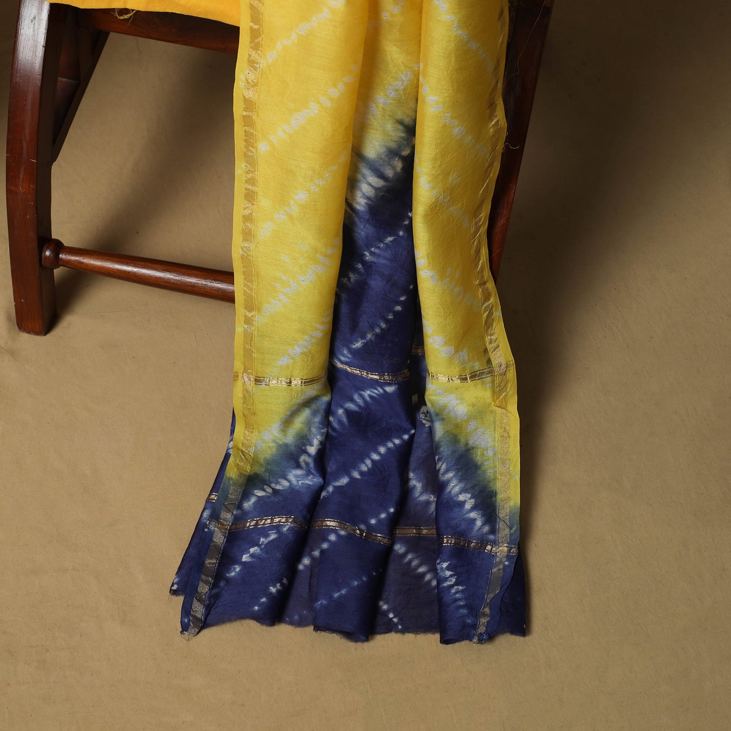 Shibori tie-dye chanderi silk 3pc unstitched dress material