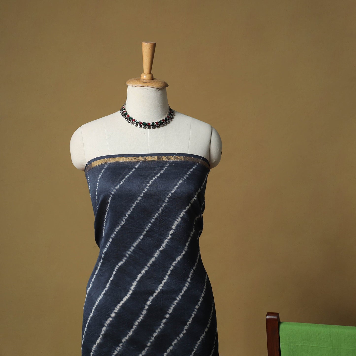 Shibori tie-dye chanderi silk 3pc unstitched dress material