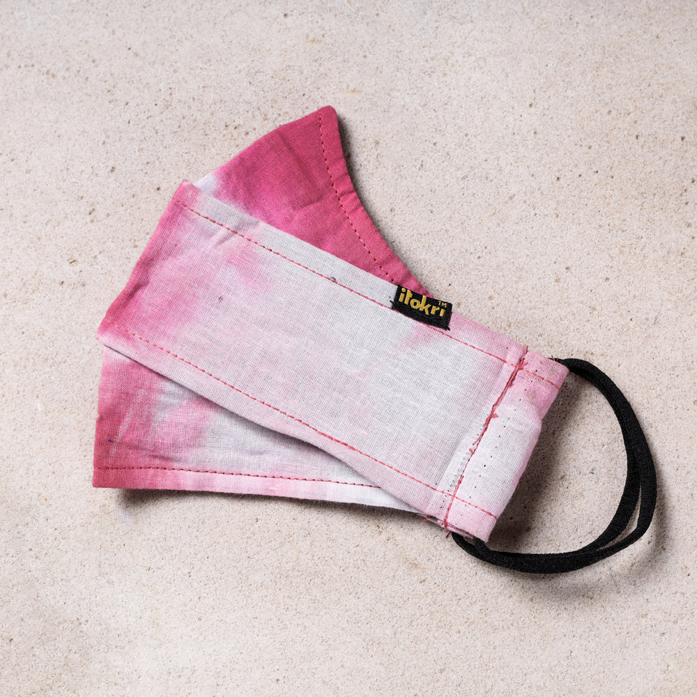 Shibori Tie-Dye Cotton 3 Layer Maska Snug Fit Face Cover