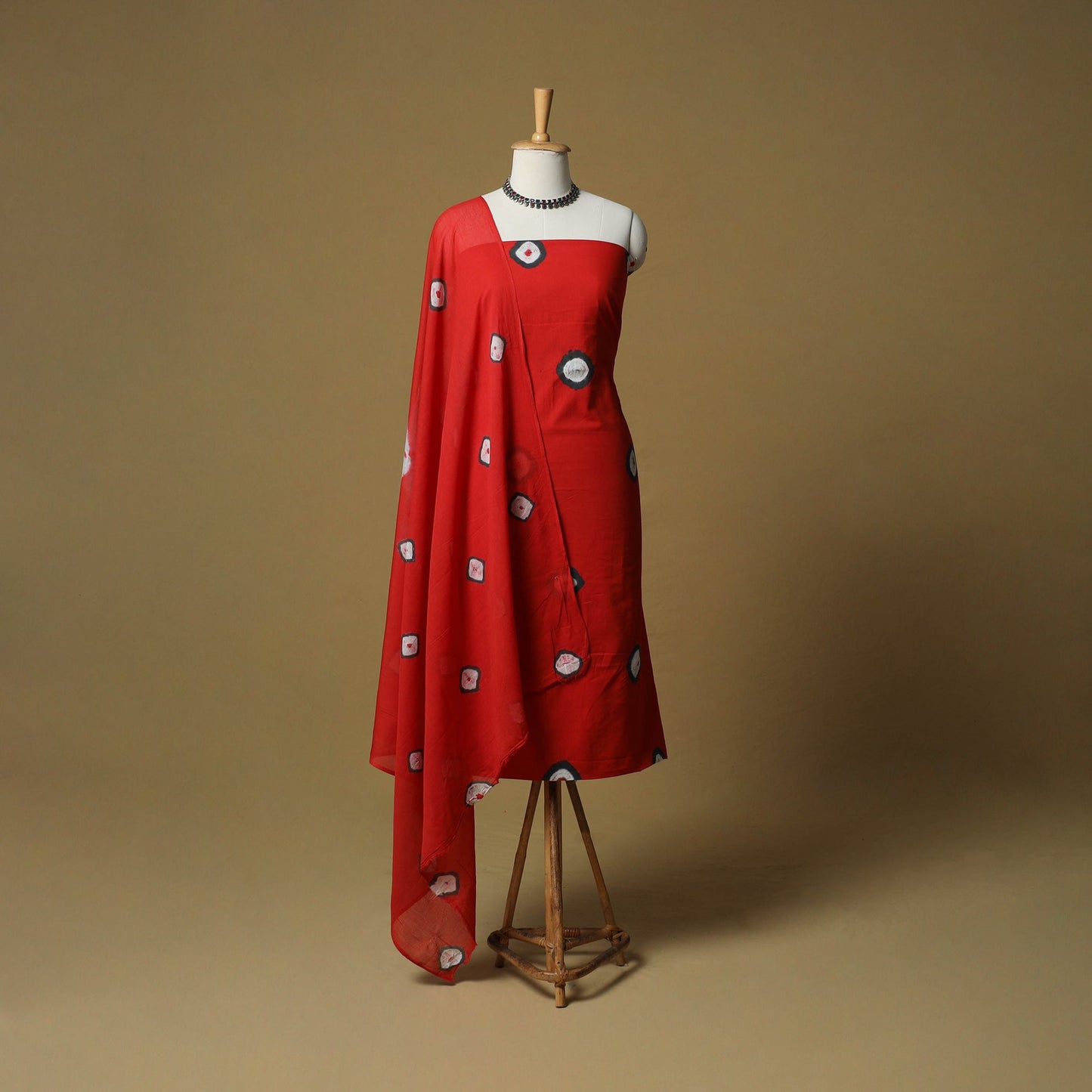 Shibori tie-dye cotton 3pc unstitched dress material suit