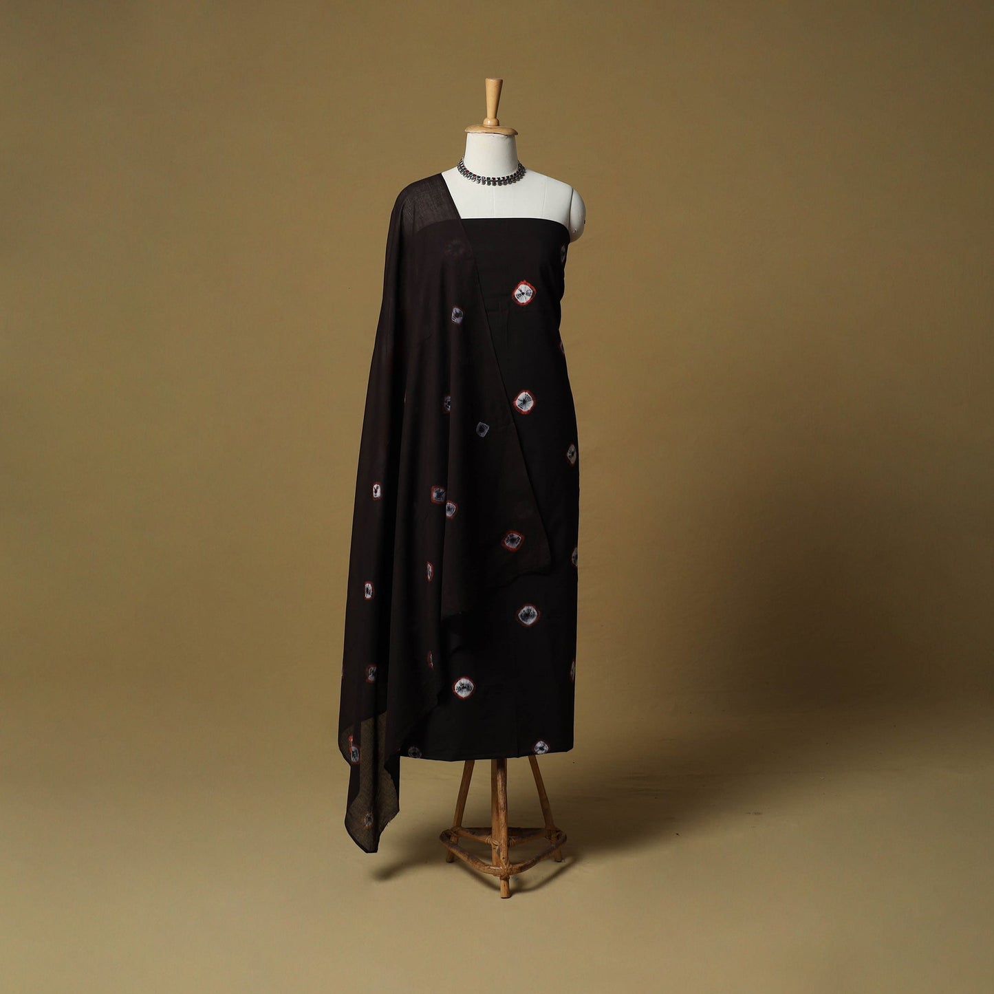 Shibori tie-dye cotton 3pc unstitched dress material suit