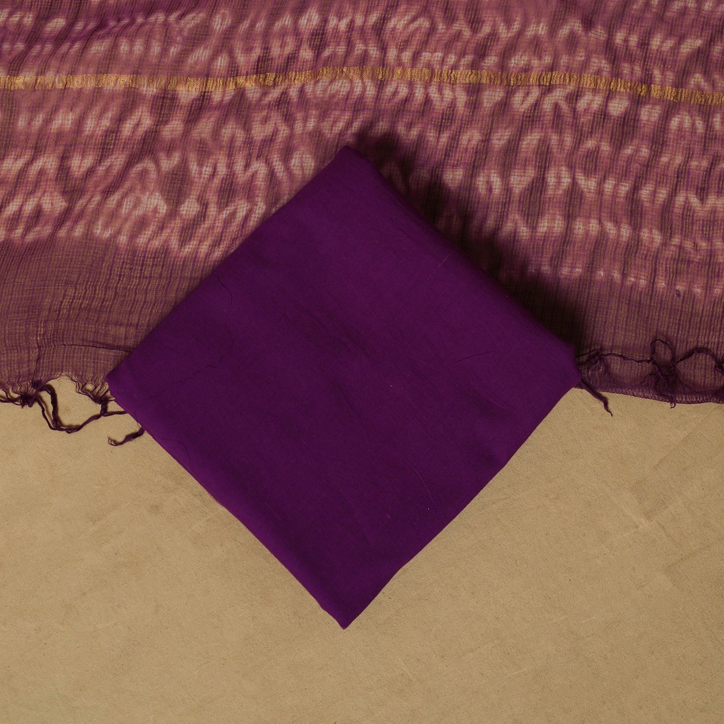 Shibori tie-dye cotton 3pc unstitched dress material suit