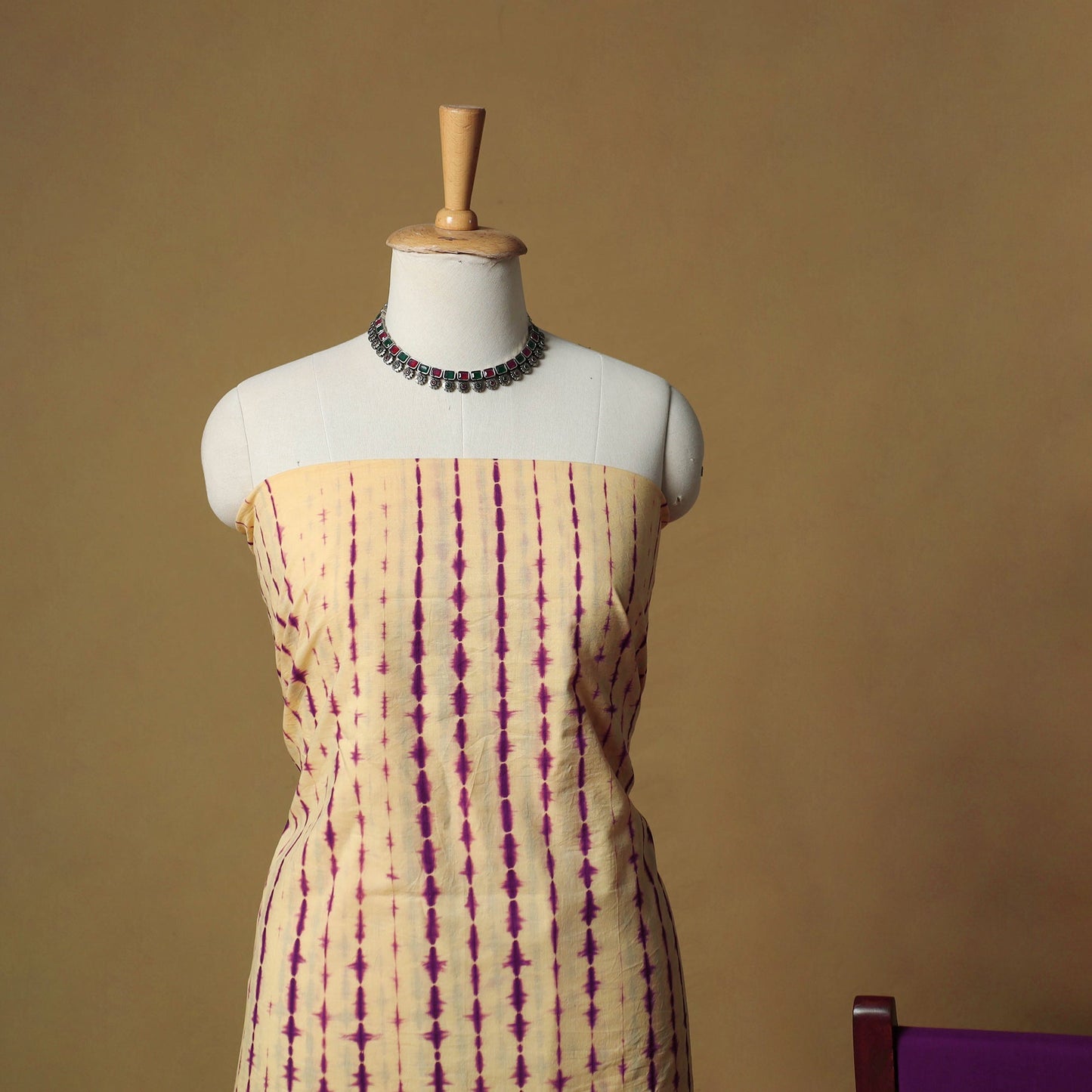 Shibori tie-dye cotton 3pc unstitched dress material suit