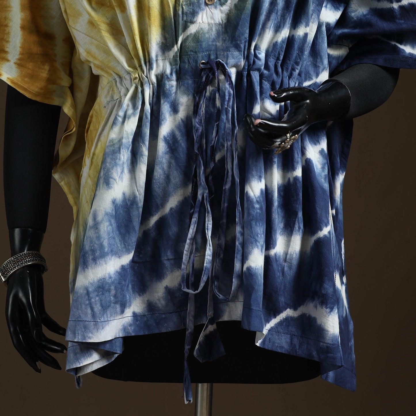 Shibori tie-dye cotton kaftan (short) 09 - handcrafted